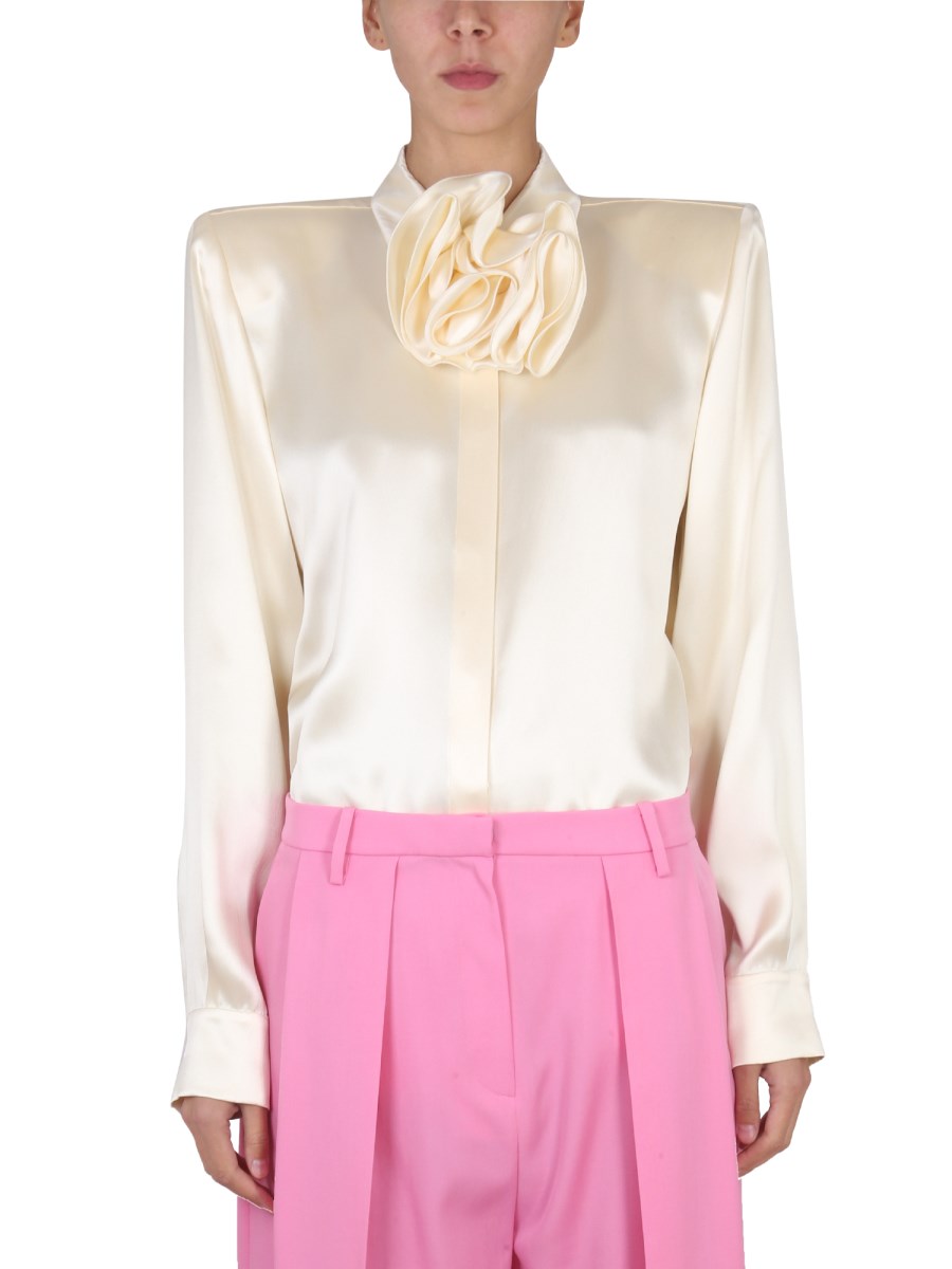 MAGDA BUTRYM - SILK SHIRT WITH FLORAL DETAIL - Eleonora Bonucci