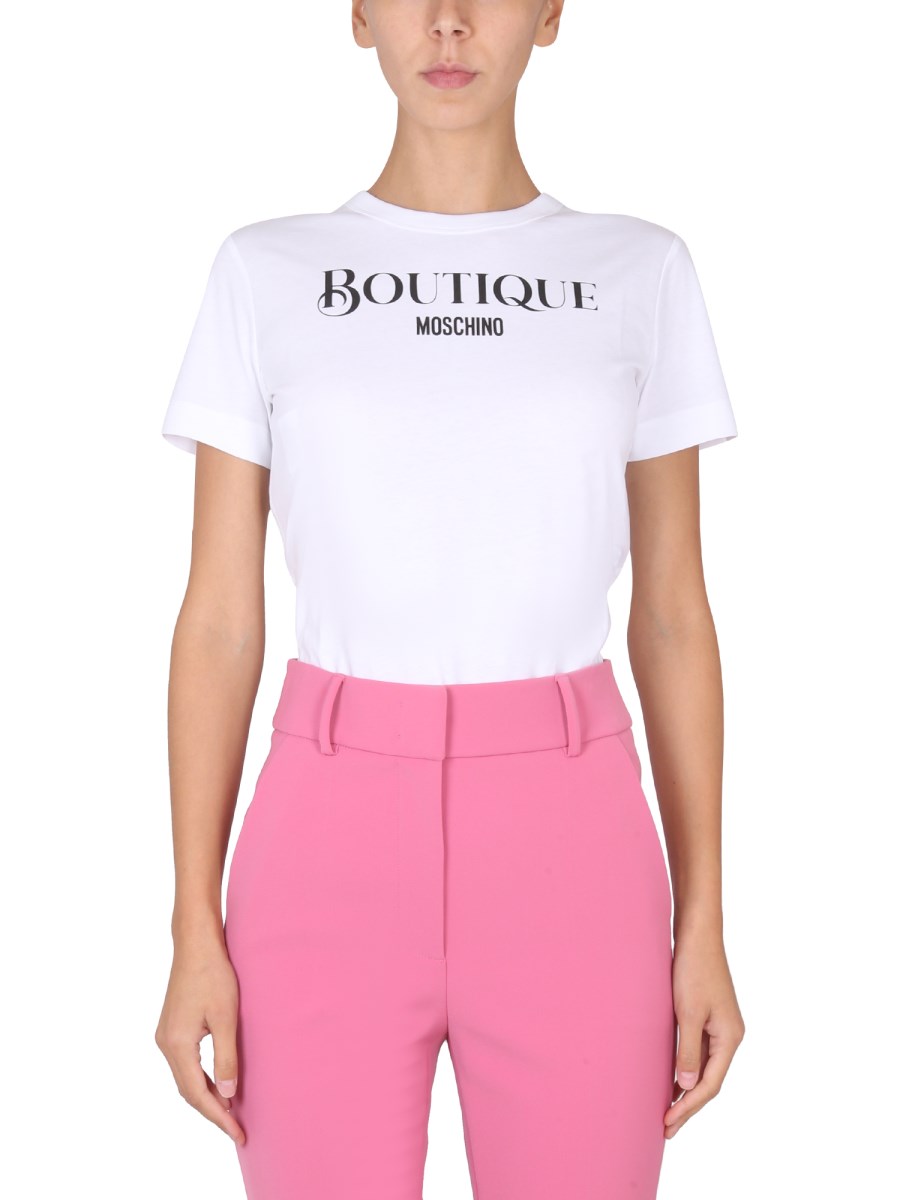 BOUTIQUE MOSCHINO COTTON JERSEY T SHIRT WITH LOGO PRINT Eleonora Bonucci