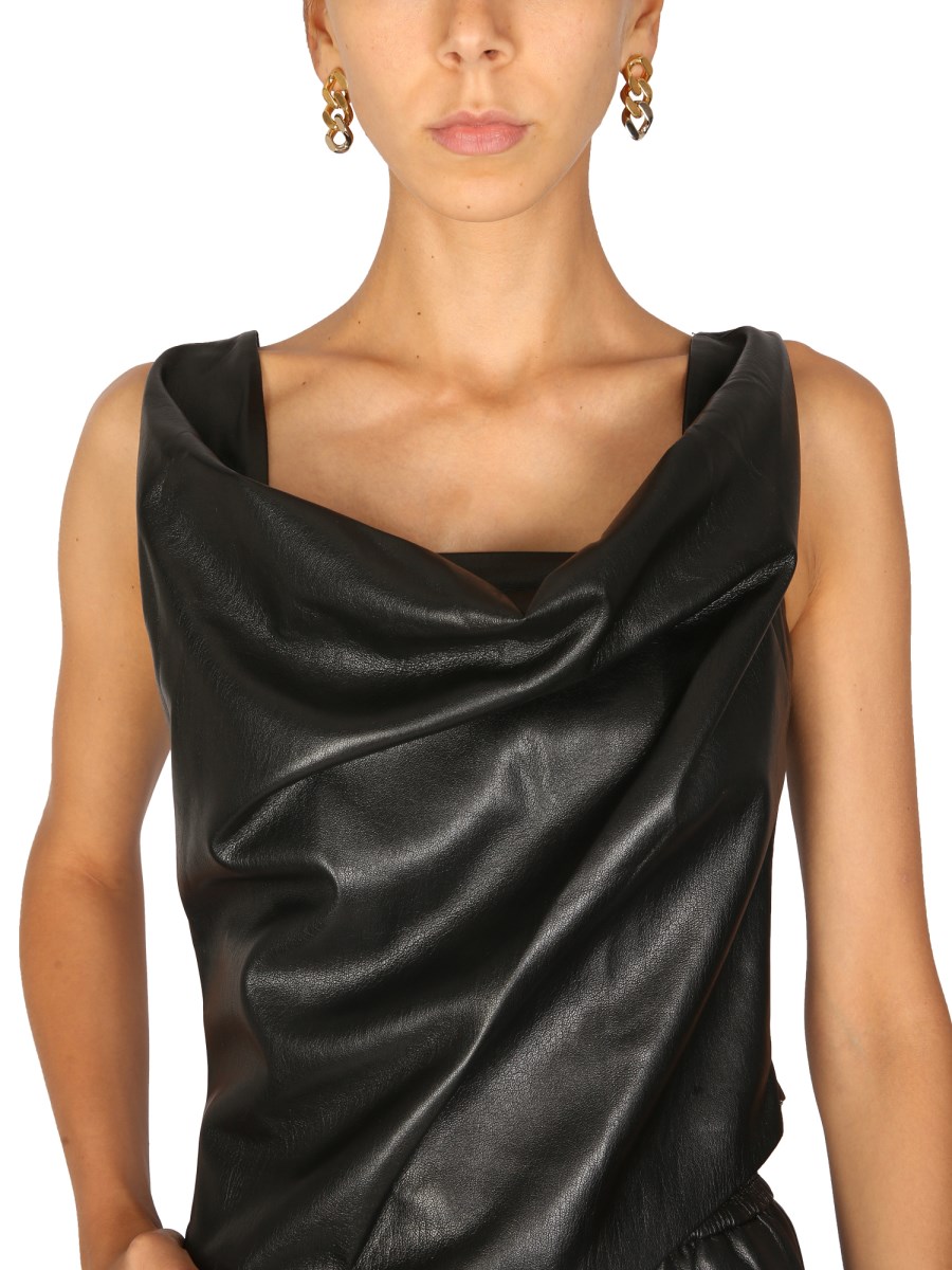 NANUSHKA - PETRA FAUX LEATHER DRAPED TOP - Eleonora Bonucci