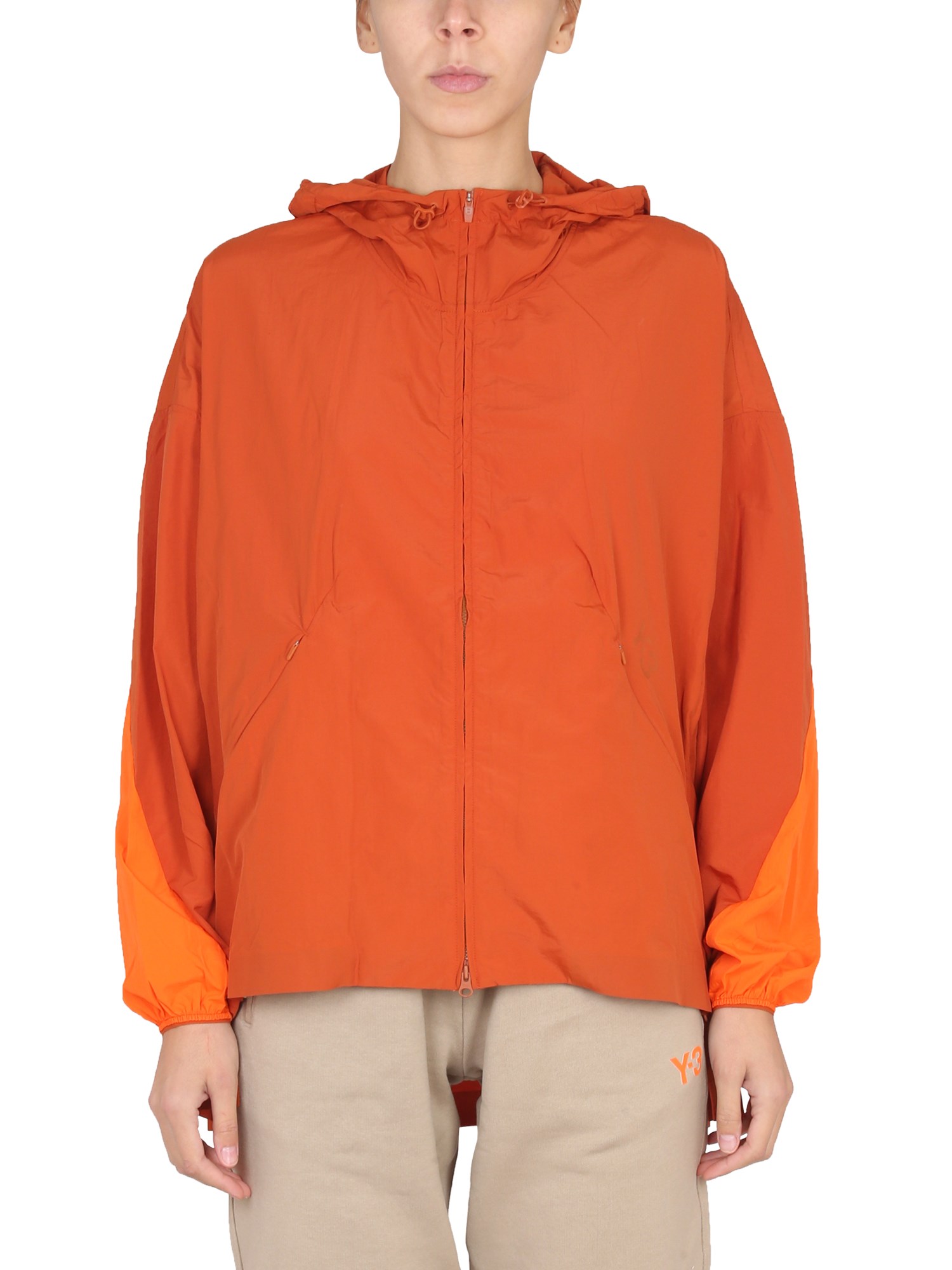 Y-3 Hooded Windbreaker Jacket In Orange