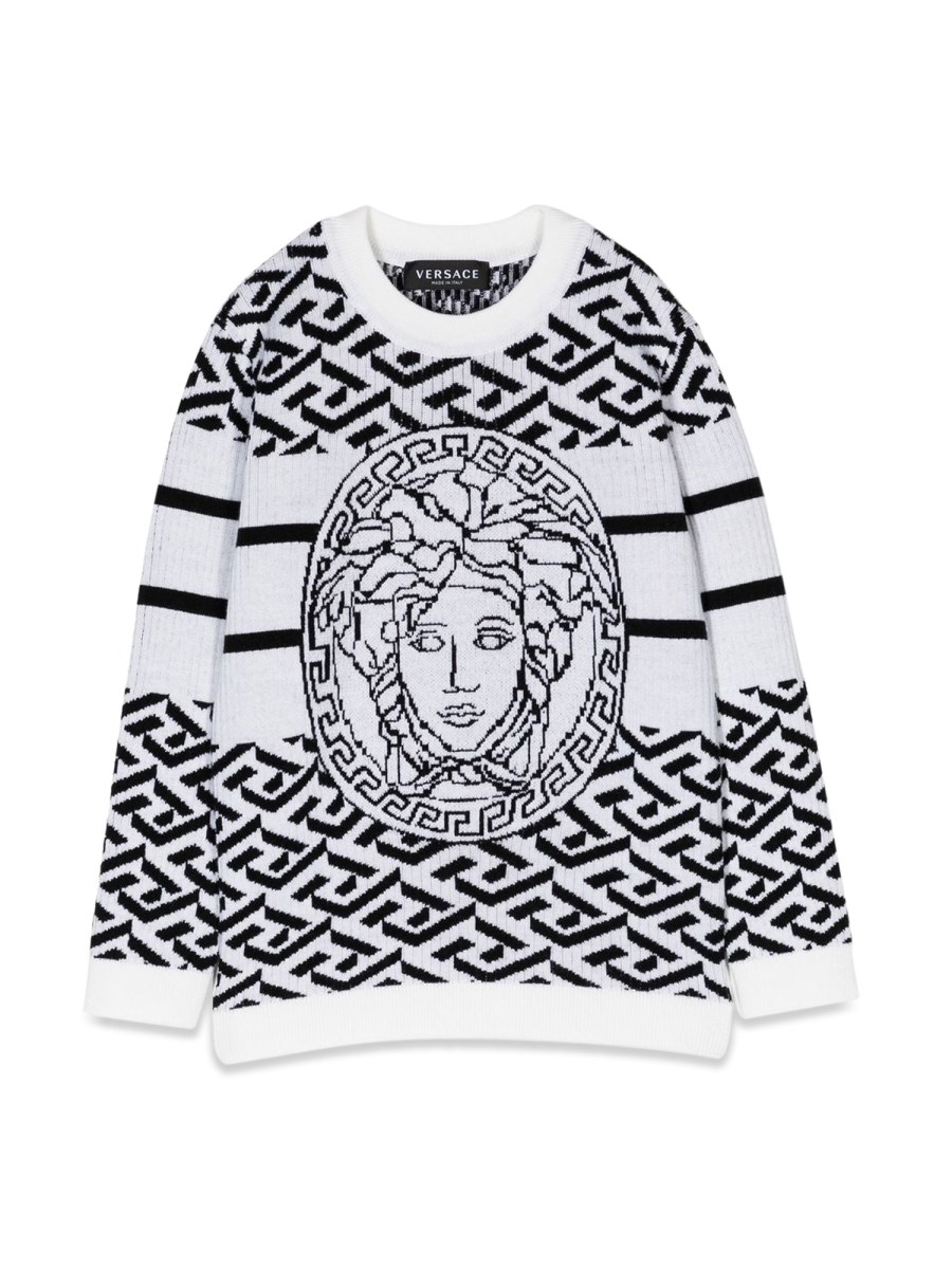 VERSACE PULL GIROCOLLO JACQUARD GRECA