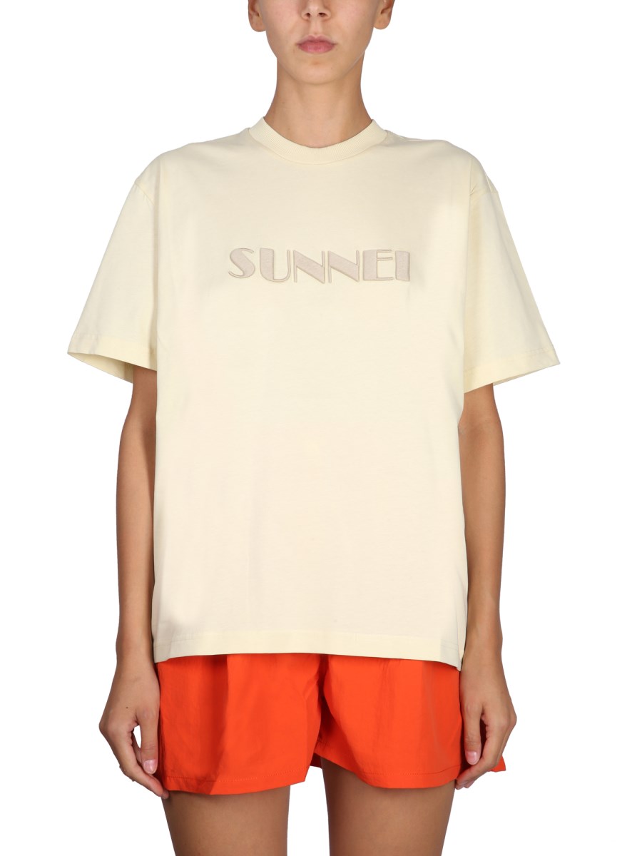 SUNNEI T-SHIRT IN JERSEY DI COTONE CON RICAMO LOGO