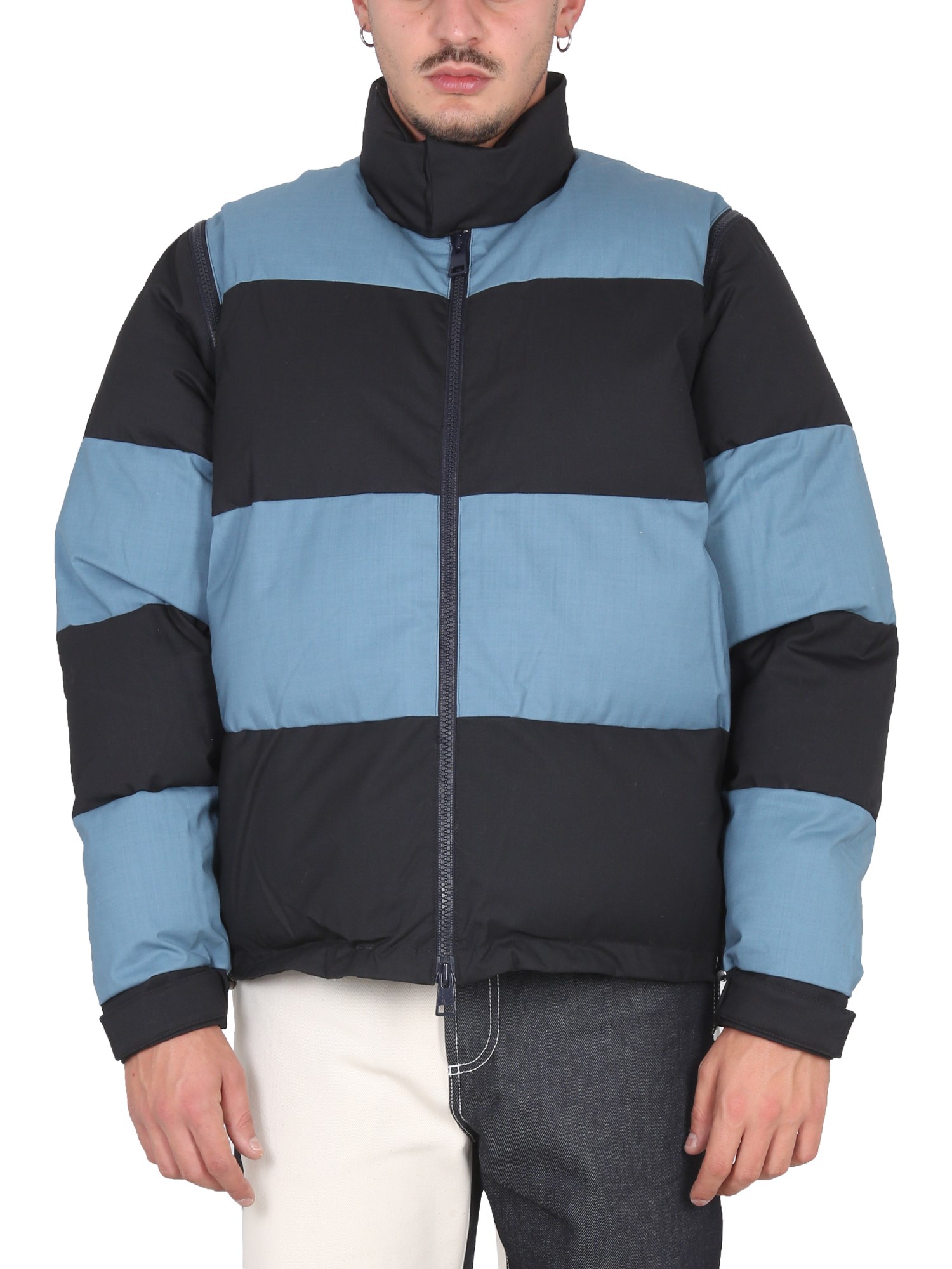 Sunnei Puffer Jacket With High Collar In Blue