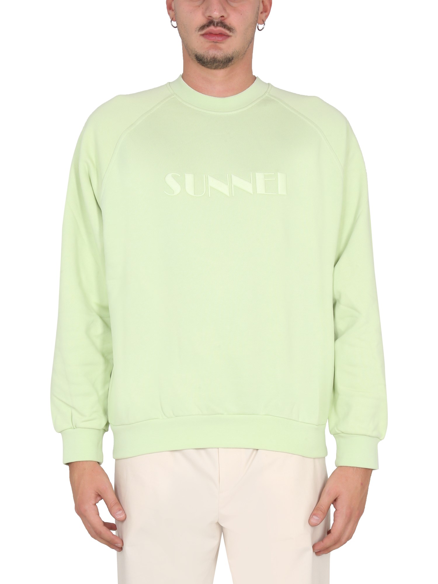 Sunnei Green Embroidered Sweatshirt In Green