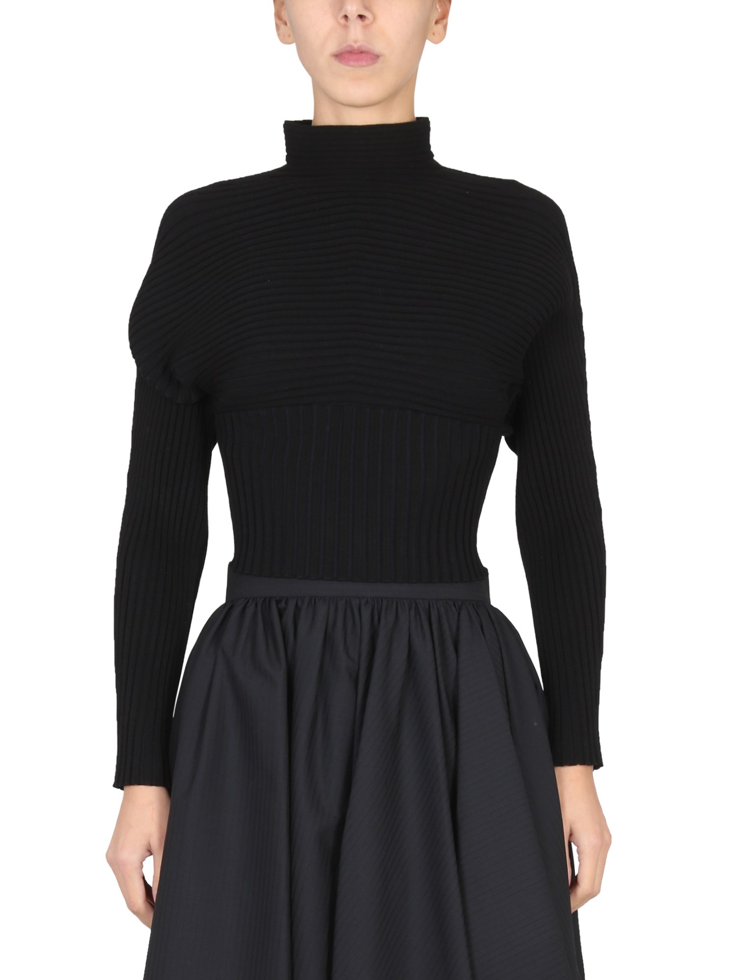 Shop Tory Burch Ribbed Tops In Black