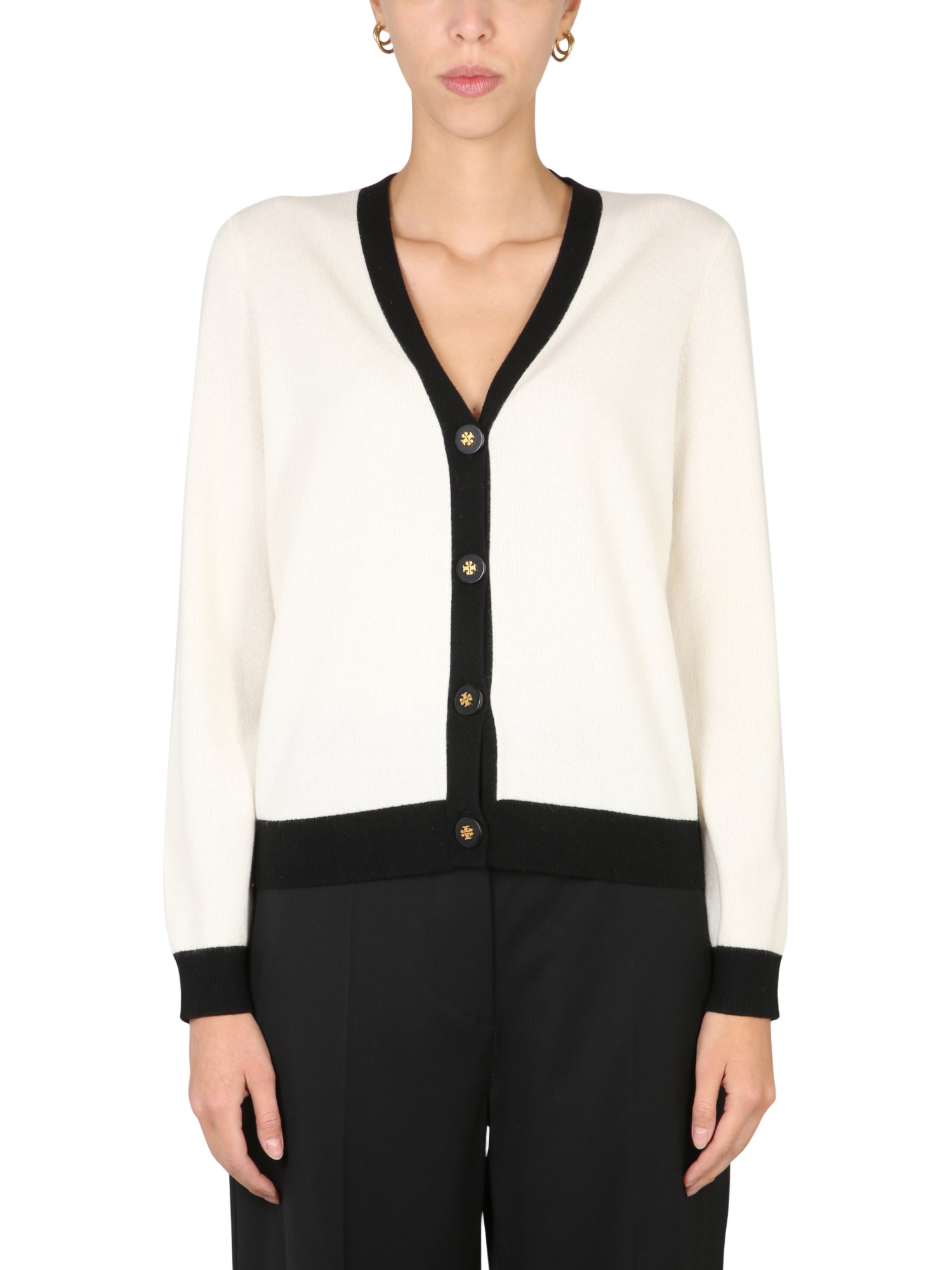 tory burch cardigan with contrasting finish
