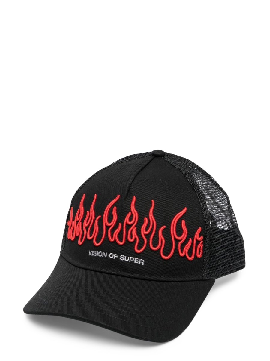 CAP RED EMBROIDERY FLAMES