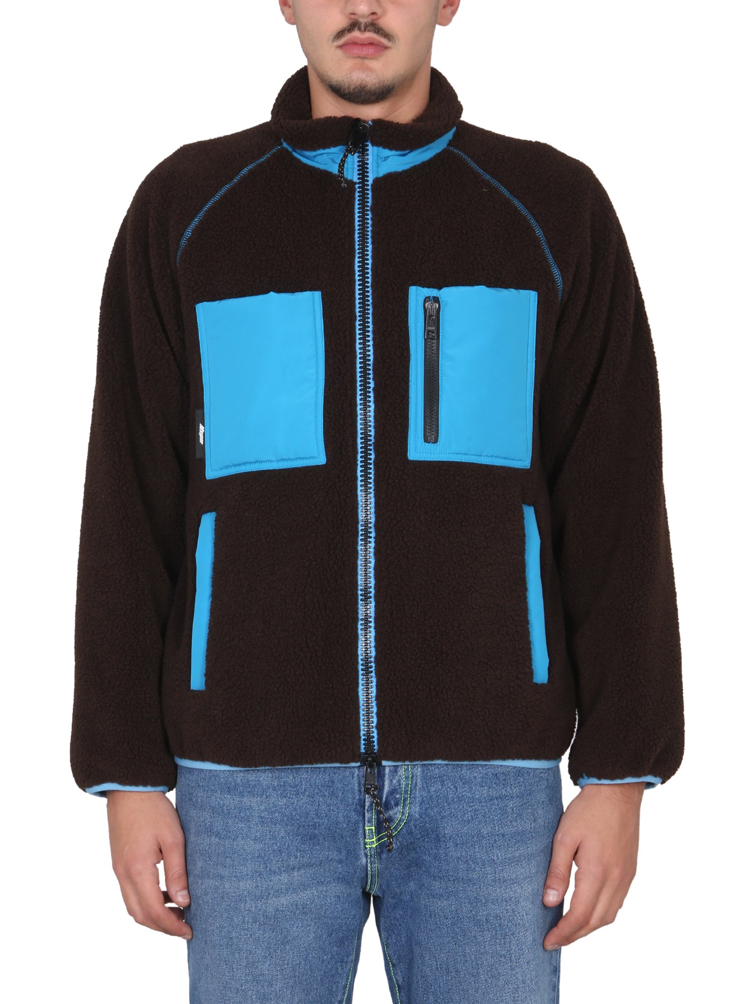Shop Msgm Jacket With Logo In Brown
