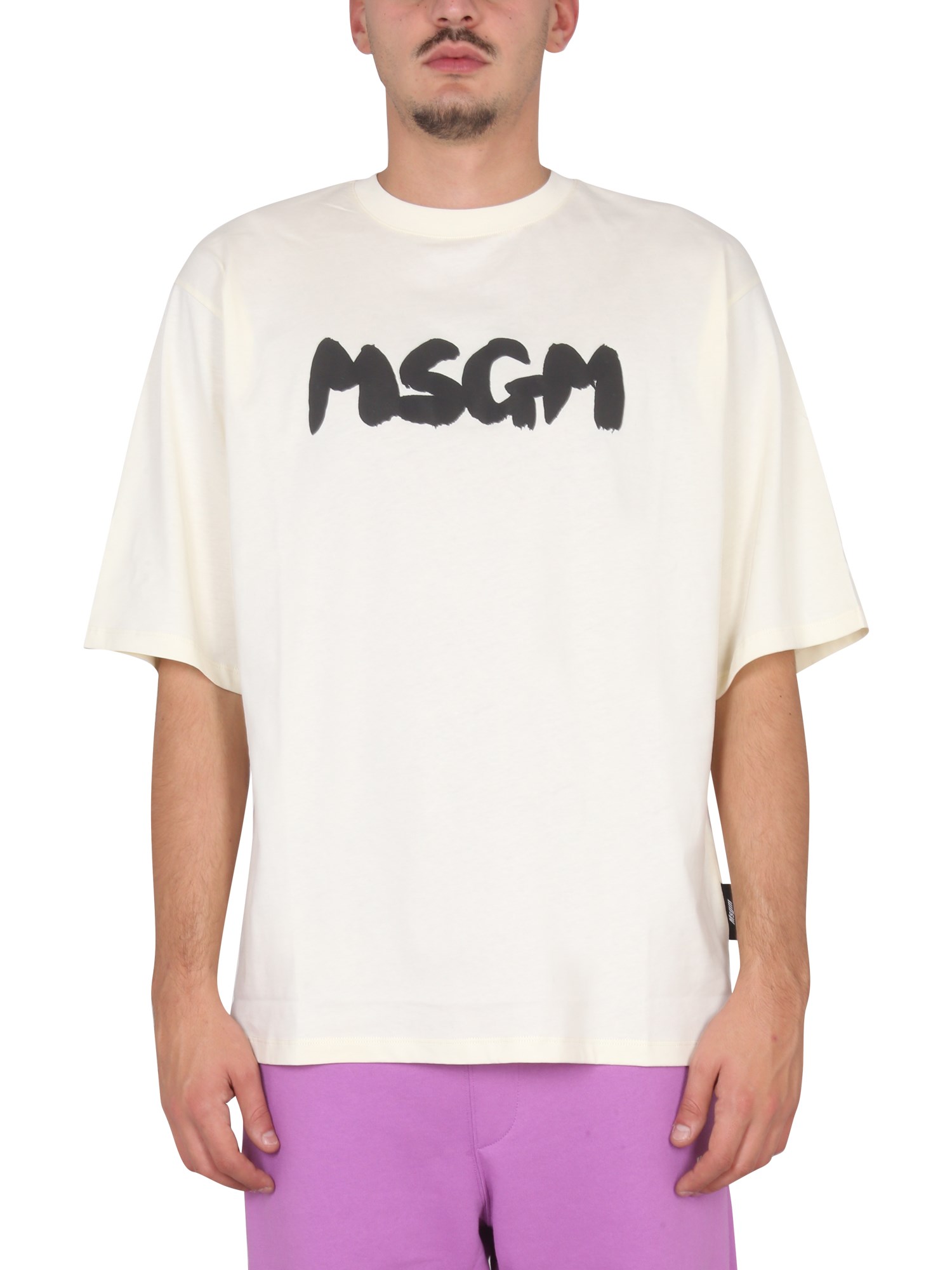 MSGM T-SHIRT WITH NEW BRUSHED LOGO