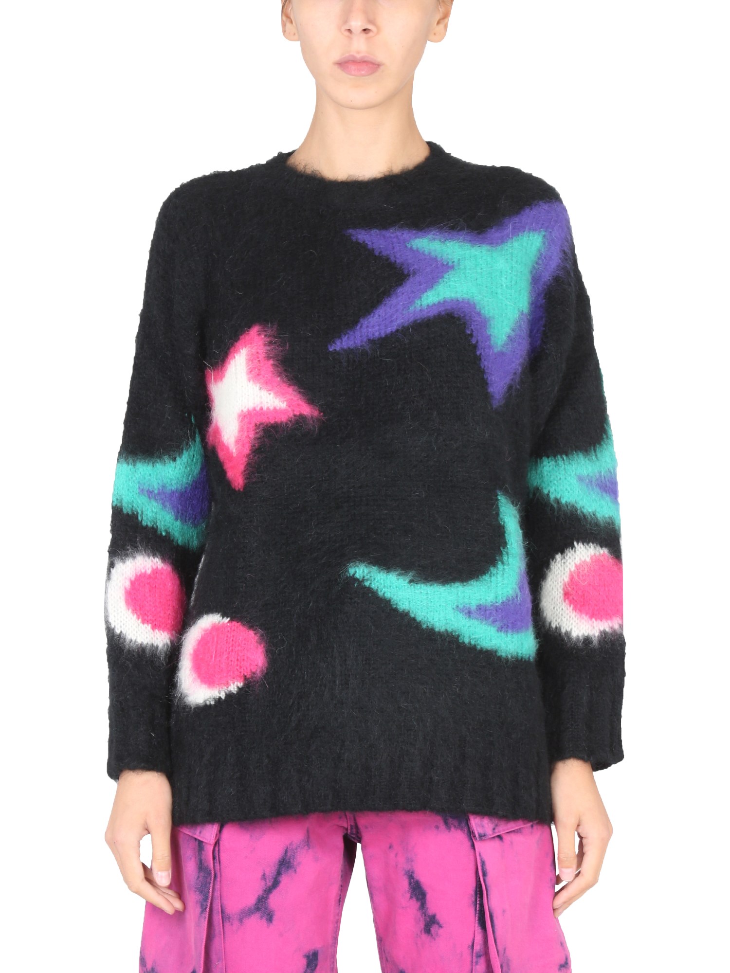 Shop Msgm Jersey With Stars Motif In Black
