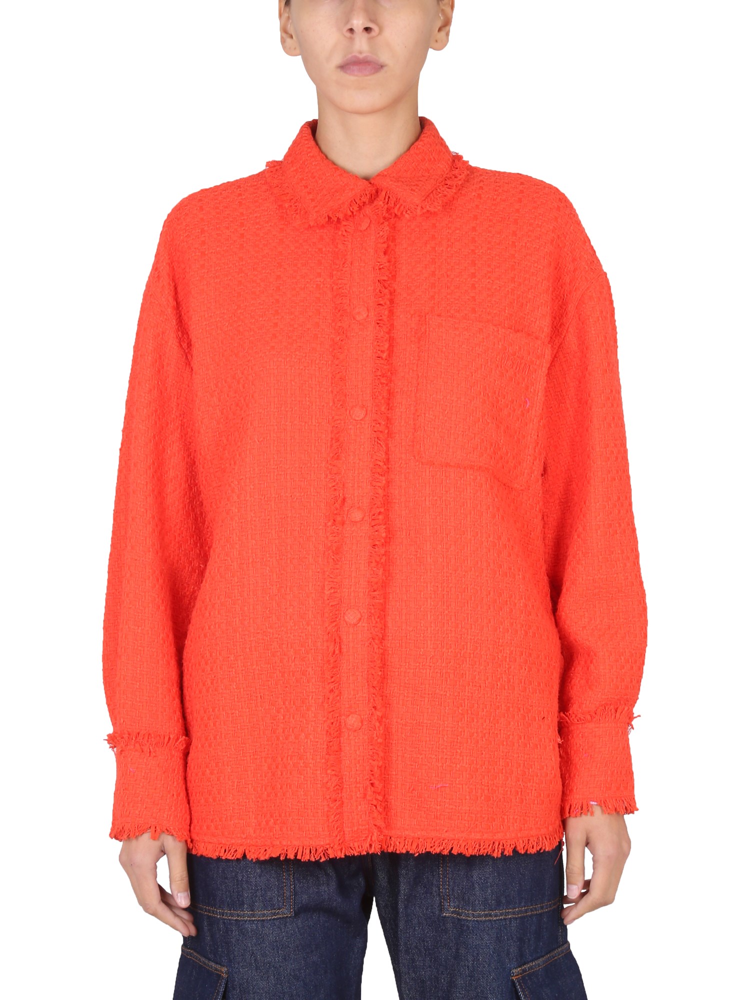 Shop Msgm Camicia Con Frange In Orange