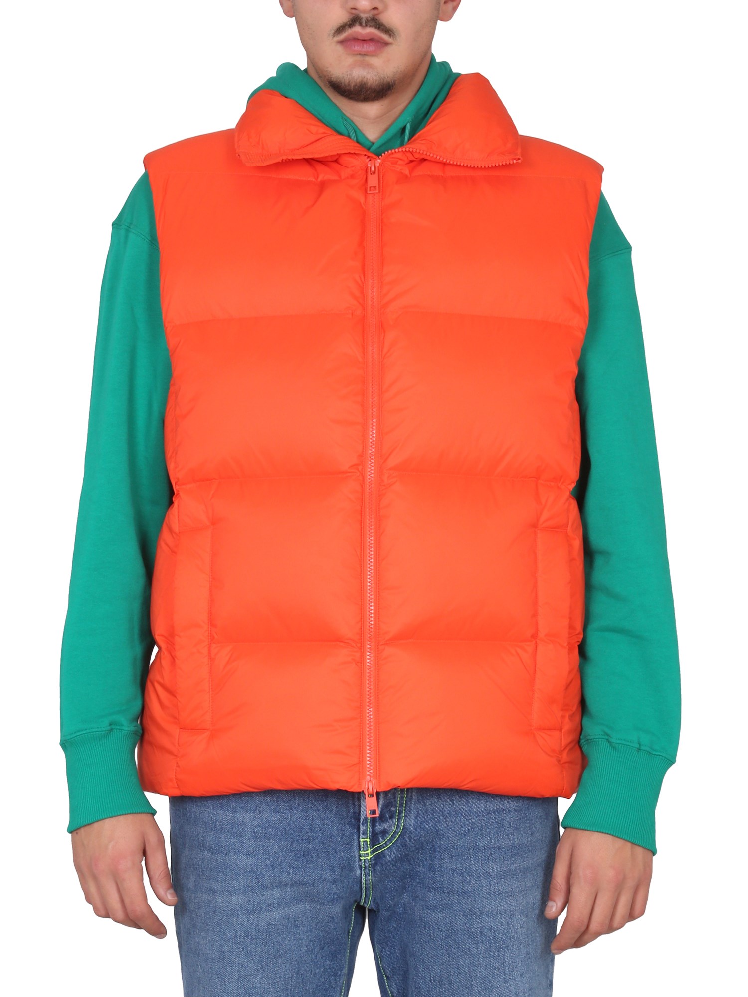 Shop Msgm Vests With Logo In Orange