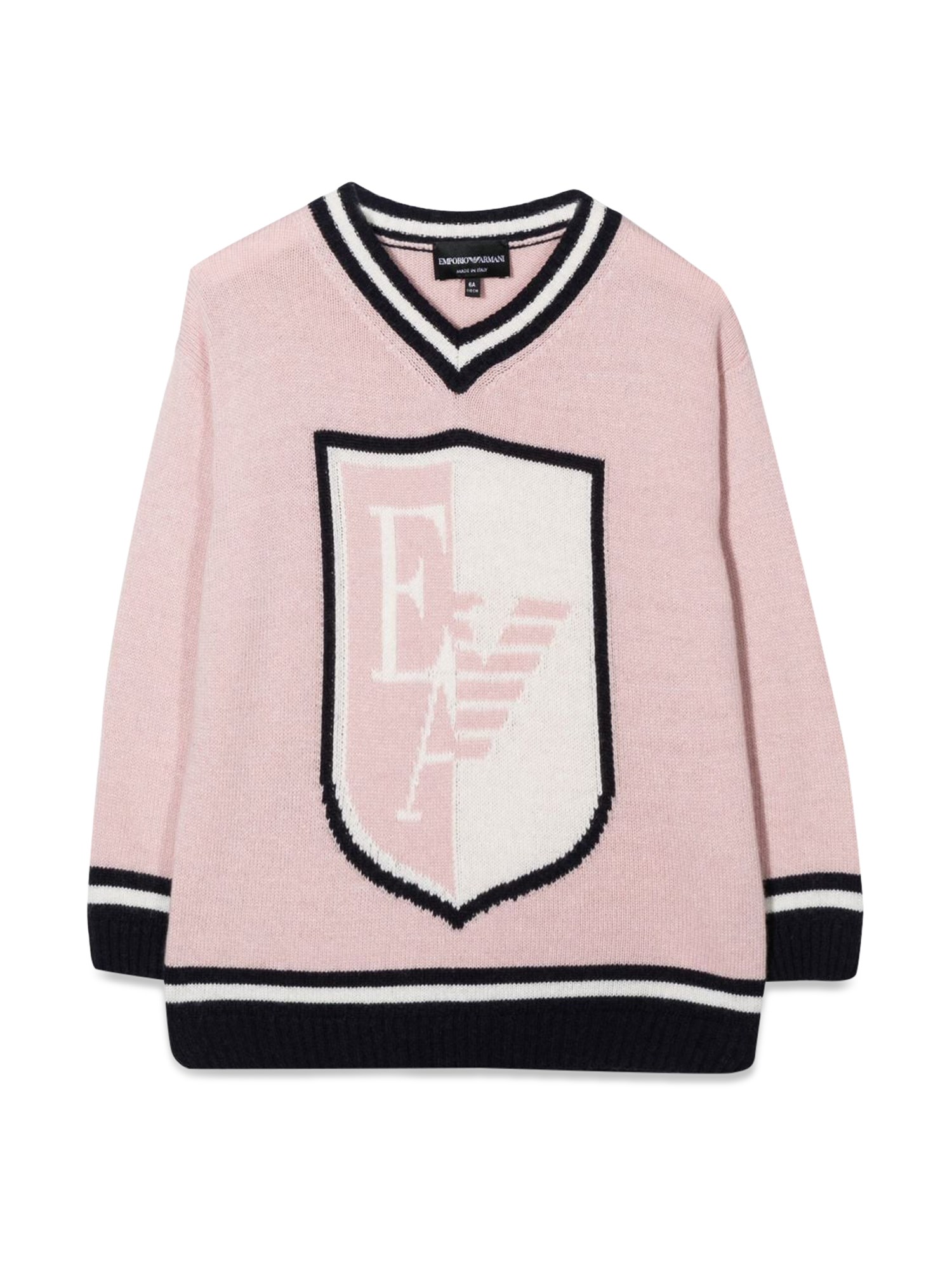 emporio armani pullover v-neck coat of arms ea