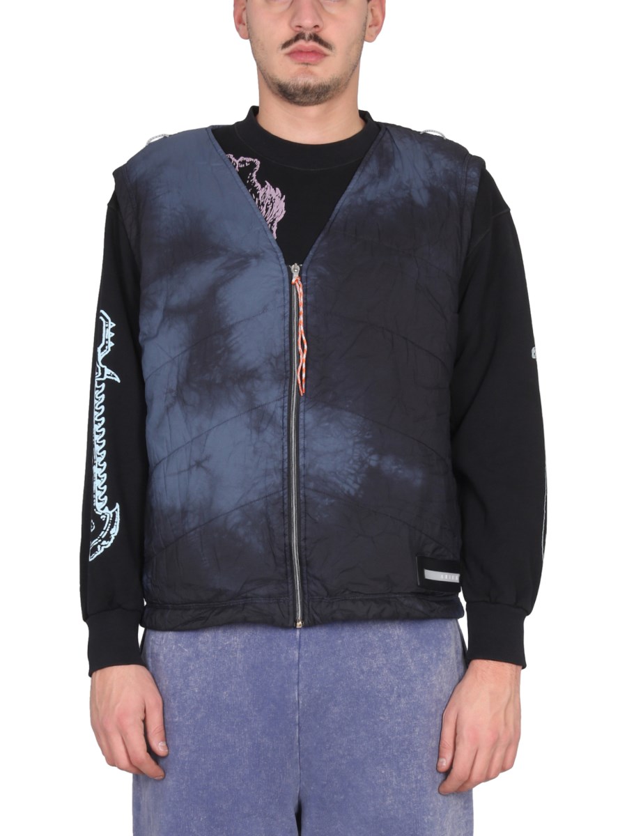 ARIES GILET CON SCOLLO A V CON MOTIVO TIE DYE