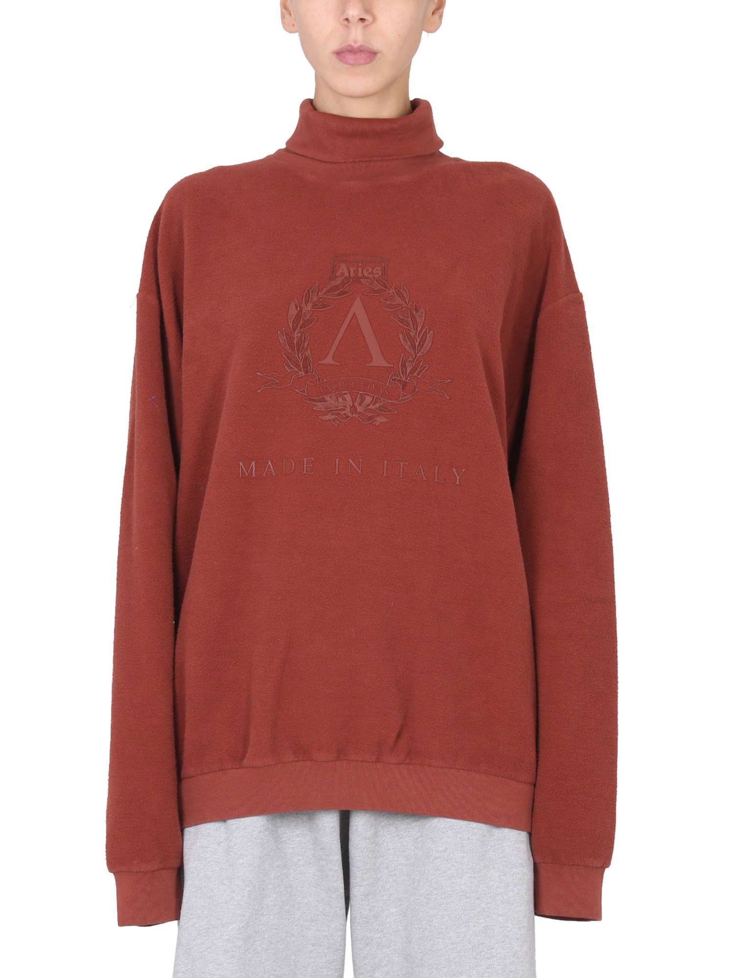 Shop Aries Turtleneck Sweatshirt In Bordeaux