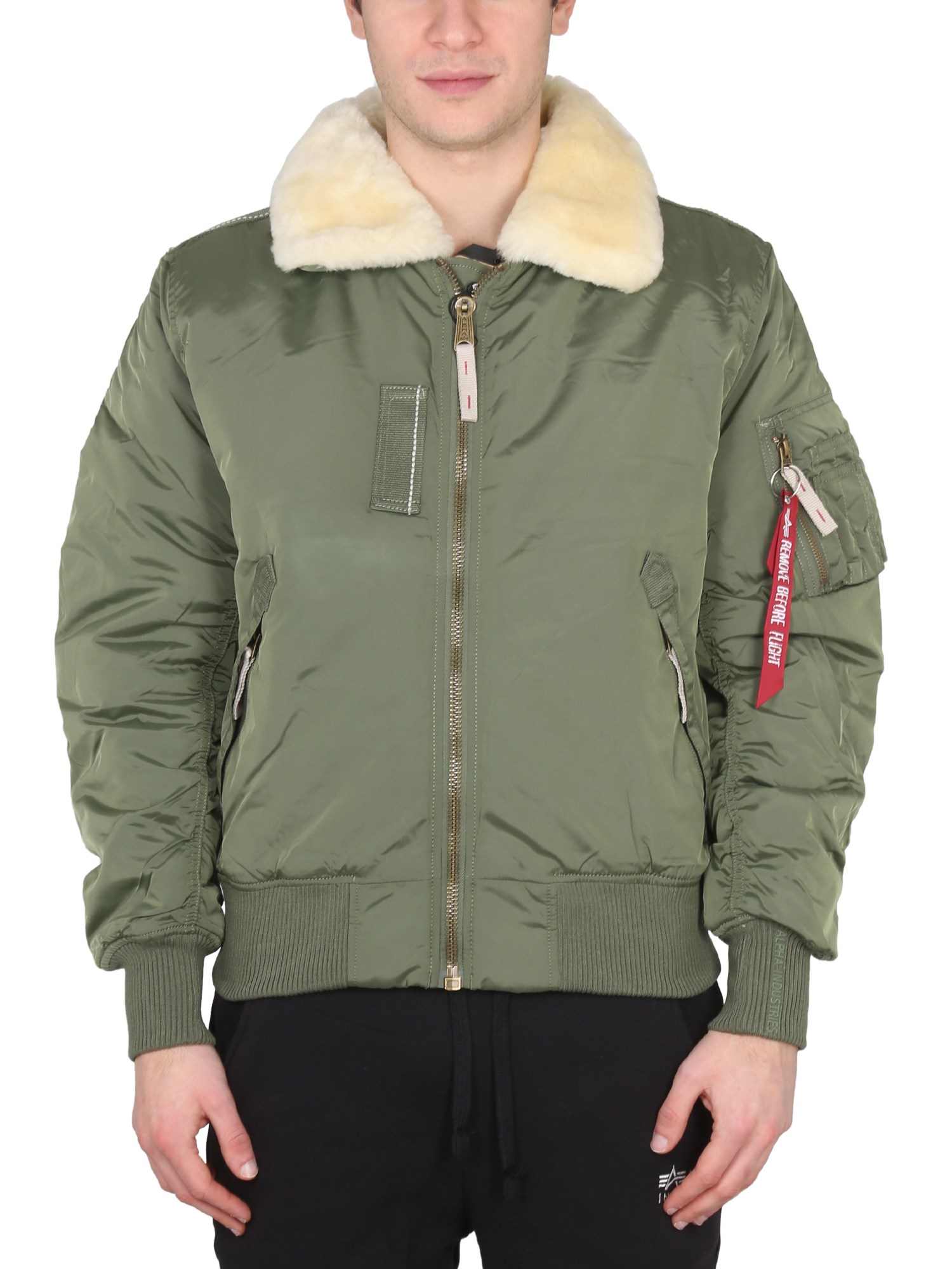 Alpha Industries Injector Iii Shearling-collar Jacket In Green