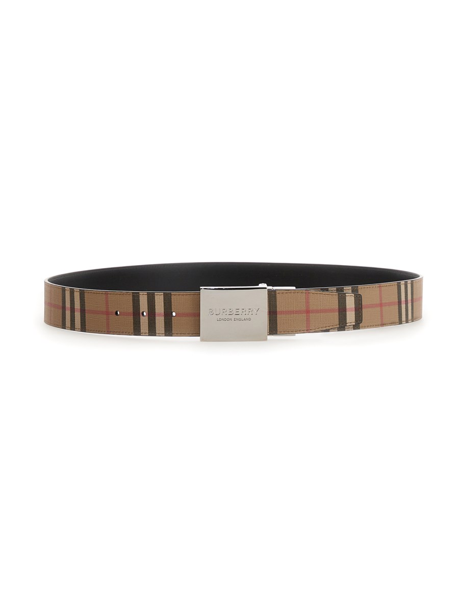 BURBERRY REVERSIBLE LEATHER BELT WITH VINTAGE CHECK PATTERN AND