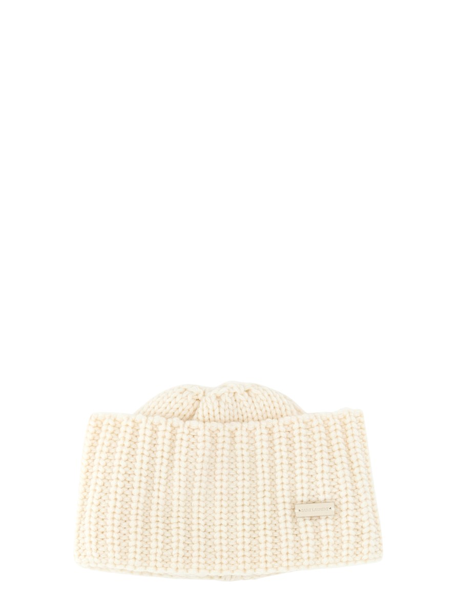 SAINT LAURENT CAPPELLO IN CASHMERE CON LOGO