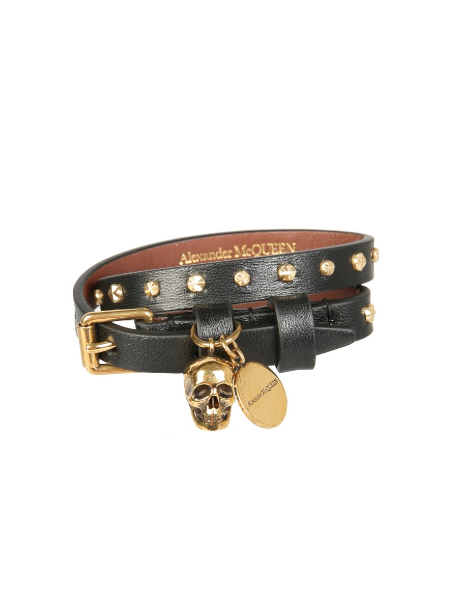 ブレスレット ALEXANDER MCQUEEN BRACCIALE A DOPPIO GIRO IN PELLE CON BORCH ALEXANDER McQUEEN - BRACCIALE A DOPPIO GIRO IN PELLE CON