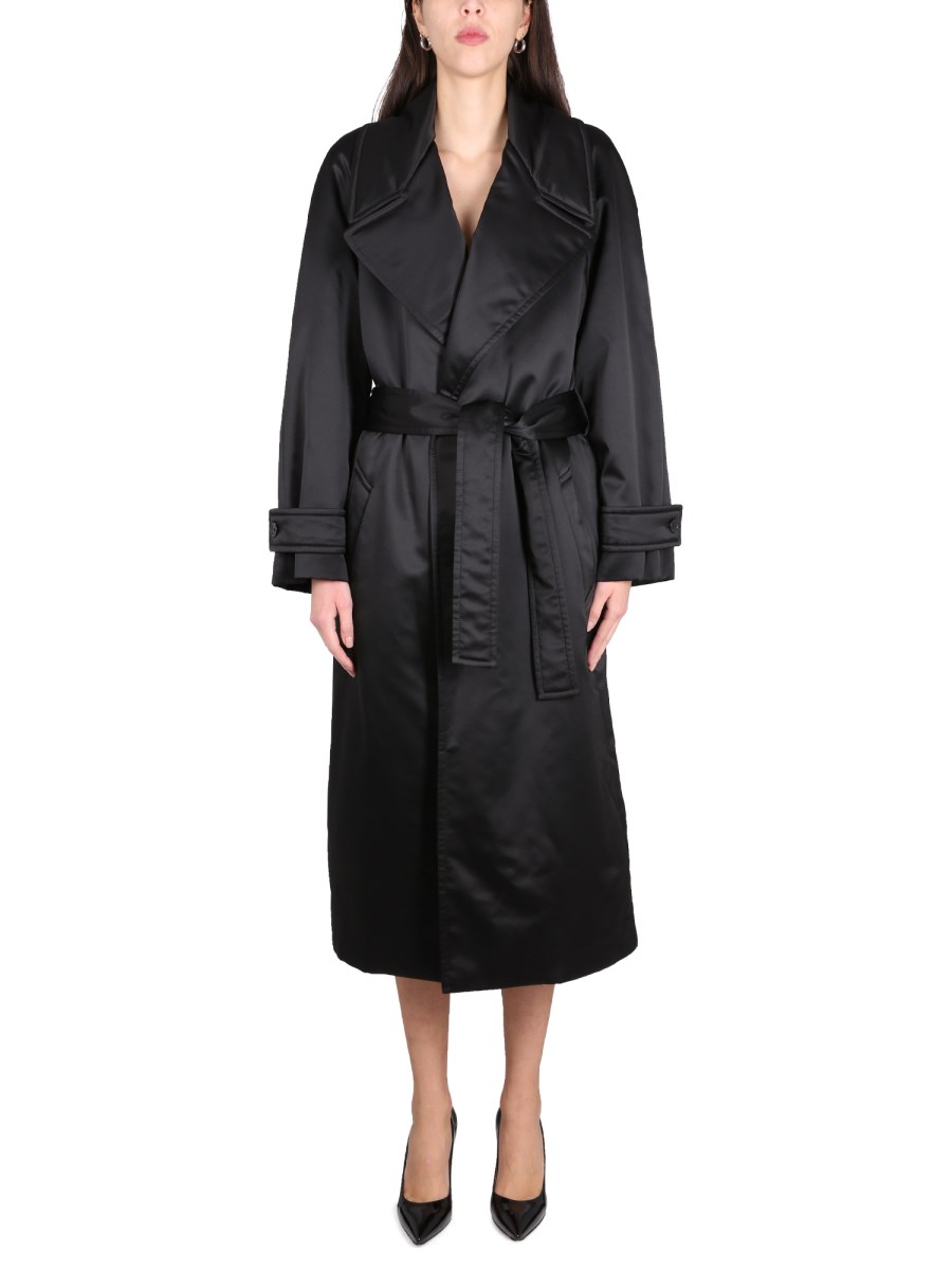 SAINT LAURENT CAPPOTTO CON CINTURA CREPE SATIN