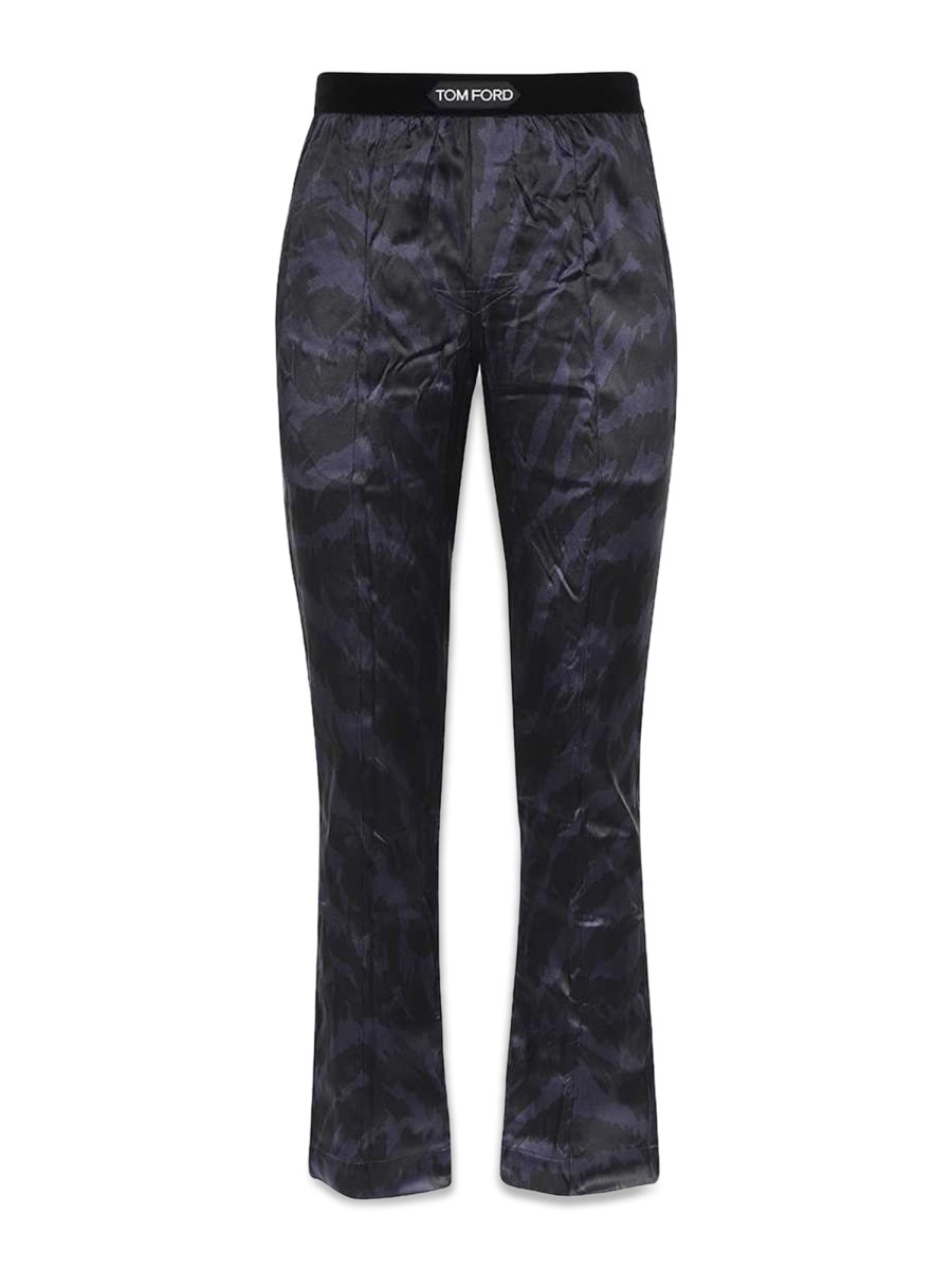 TOM FORD PANTALONE IN SETA CON STAMPA CAMOUFLAGE