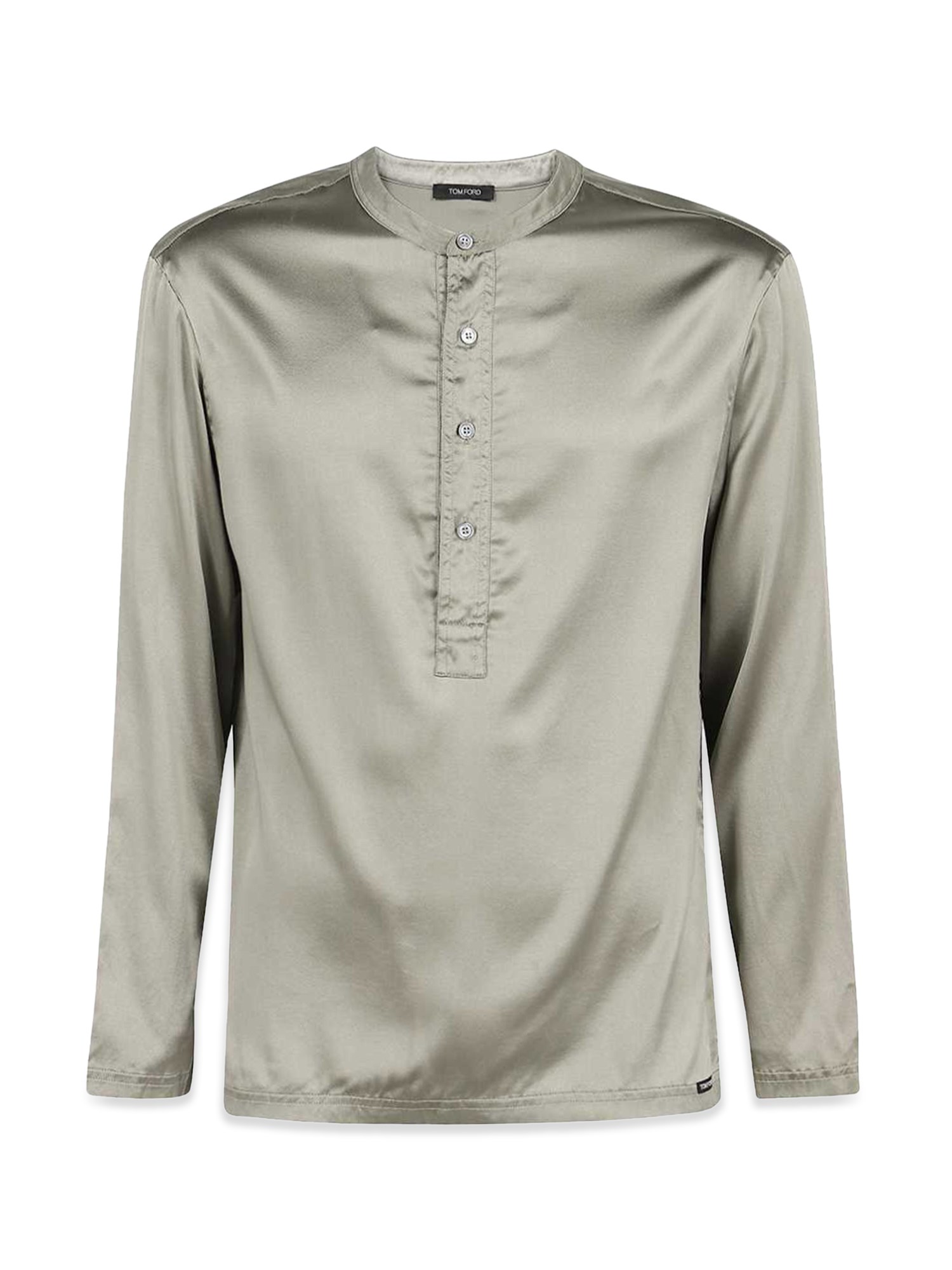 Shop Tom Ford Silk Pajama Shirt In Military Green