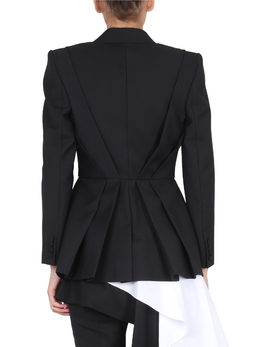 ALEXANDER McQUEEN - SINGLE-BREASTED WOOL JACKET WITH PLEATS - Eleonora ...