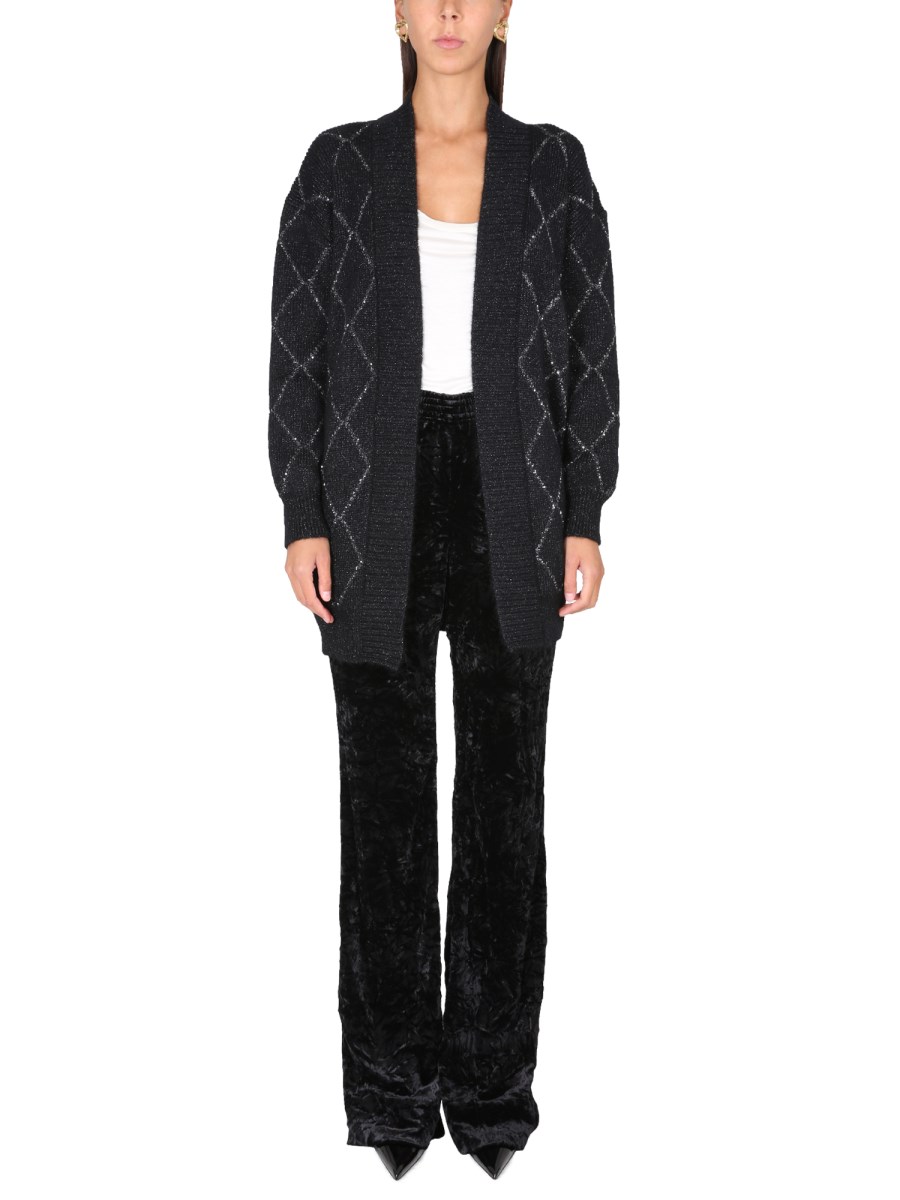 SAINT LAURENT CARDIGAN LUNGO LAME' IN MISTO MOHAIR