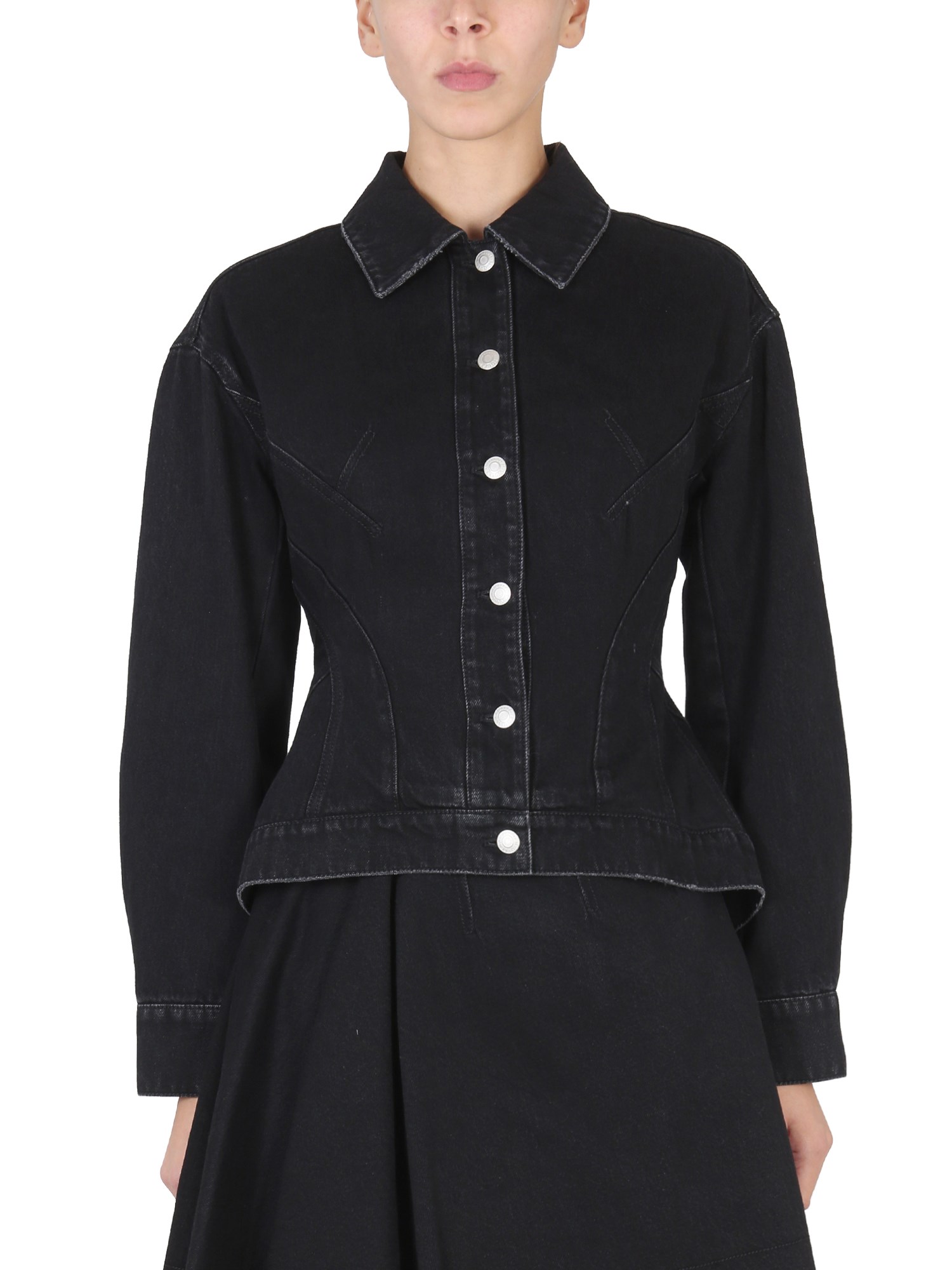 Shop Alexander Mcqueen Hybrid Denim Jacket In Black