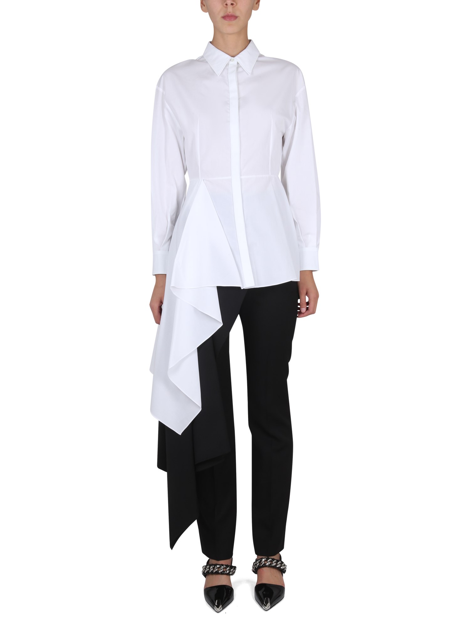 Shop Alexander Mcqueen Asymmetric Shirt In White