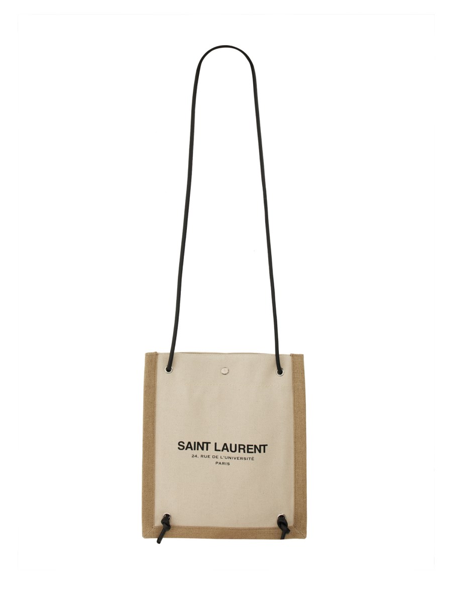 SAINT LAURENT BORSA A TRACOLLA IN TELA CON STAMPA LOGO