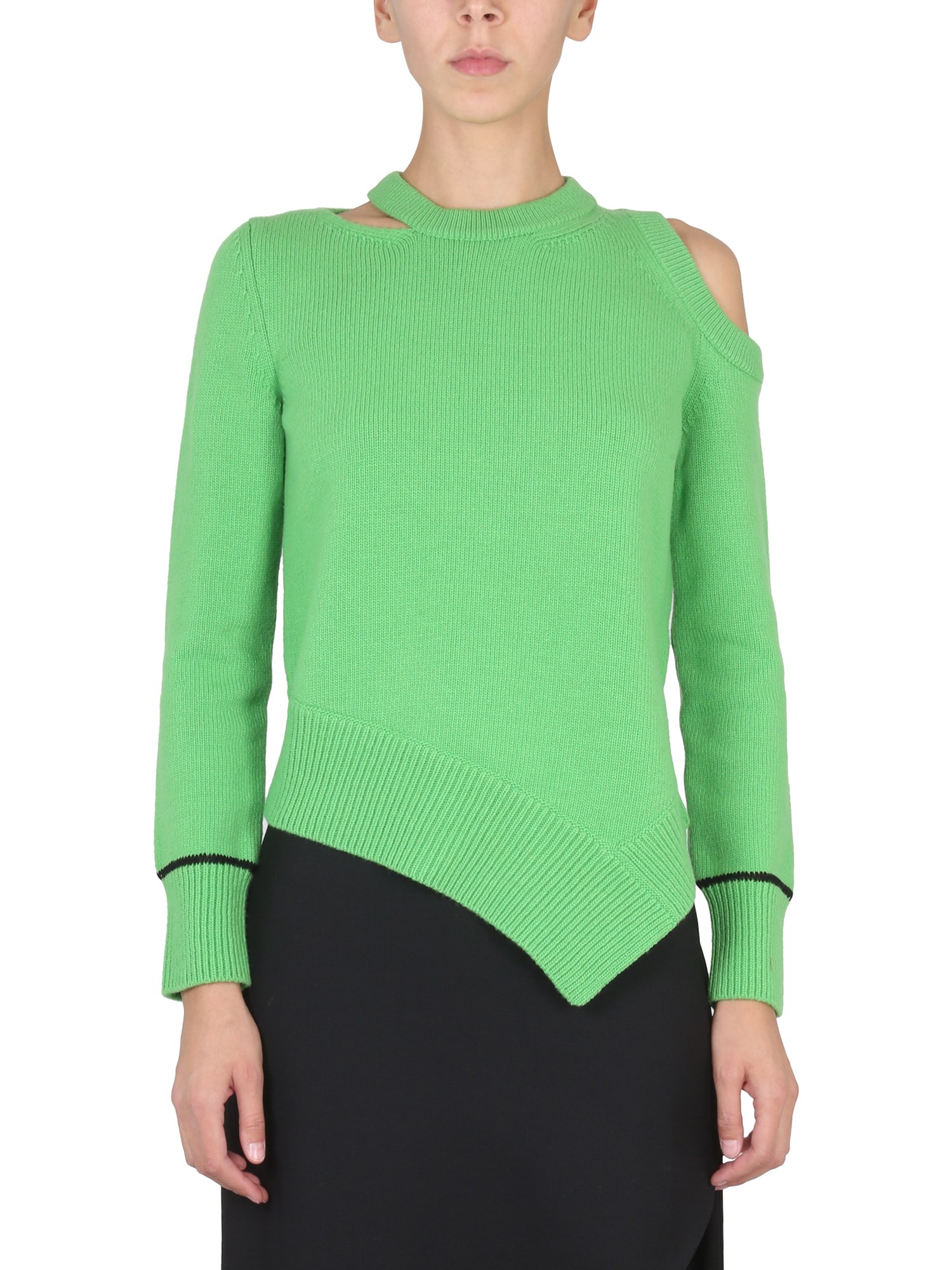 Shop Alexander Mcqueen Sweater With Bare Shoulders In Green