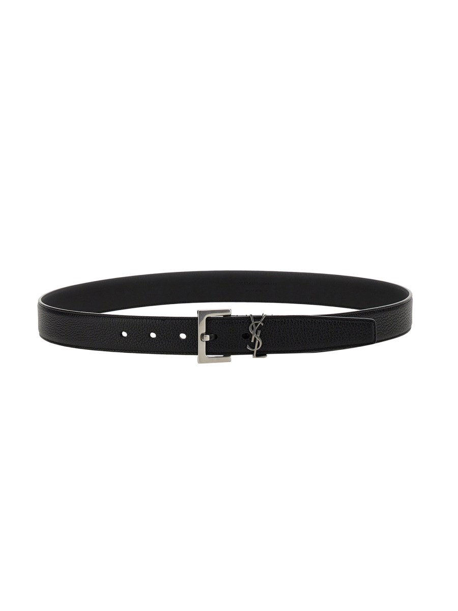 Saint Laurent Monogram Square-Buckle Belt