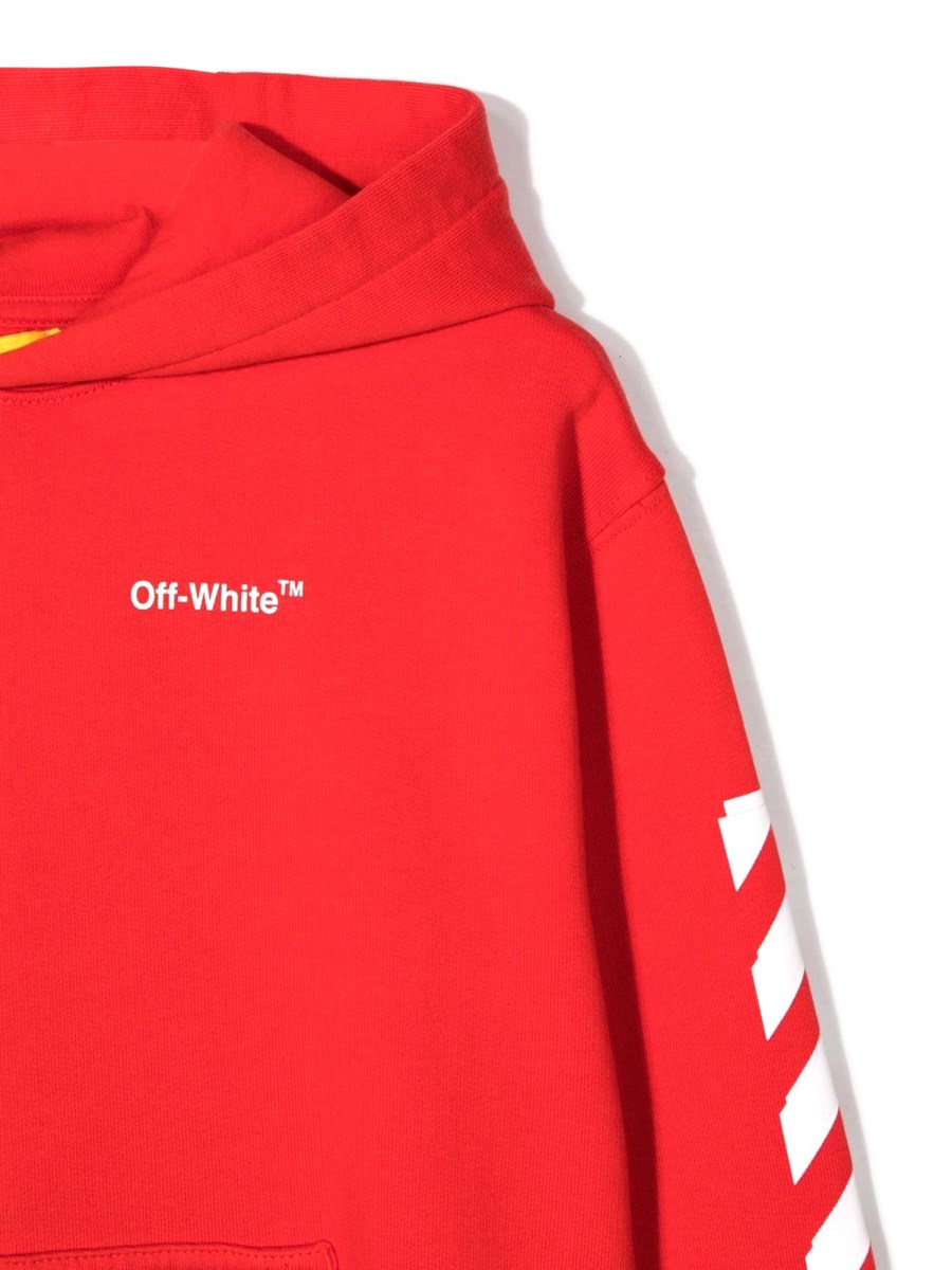 Red off deals white hoodie