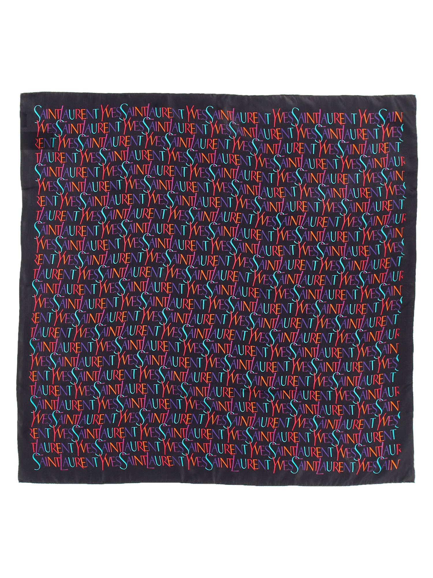 Saint Laurent Ysl Square Scarf In Brown