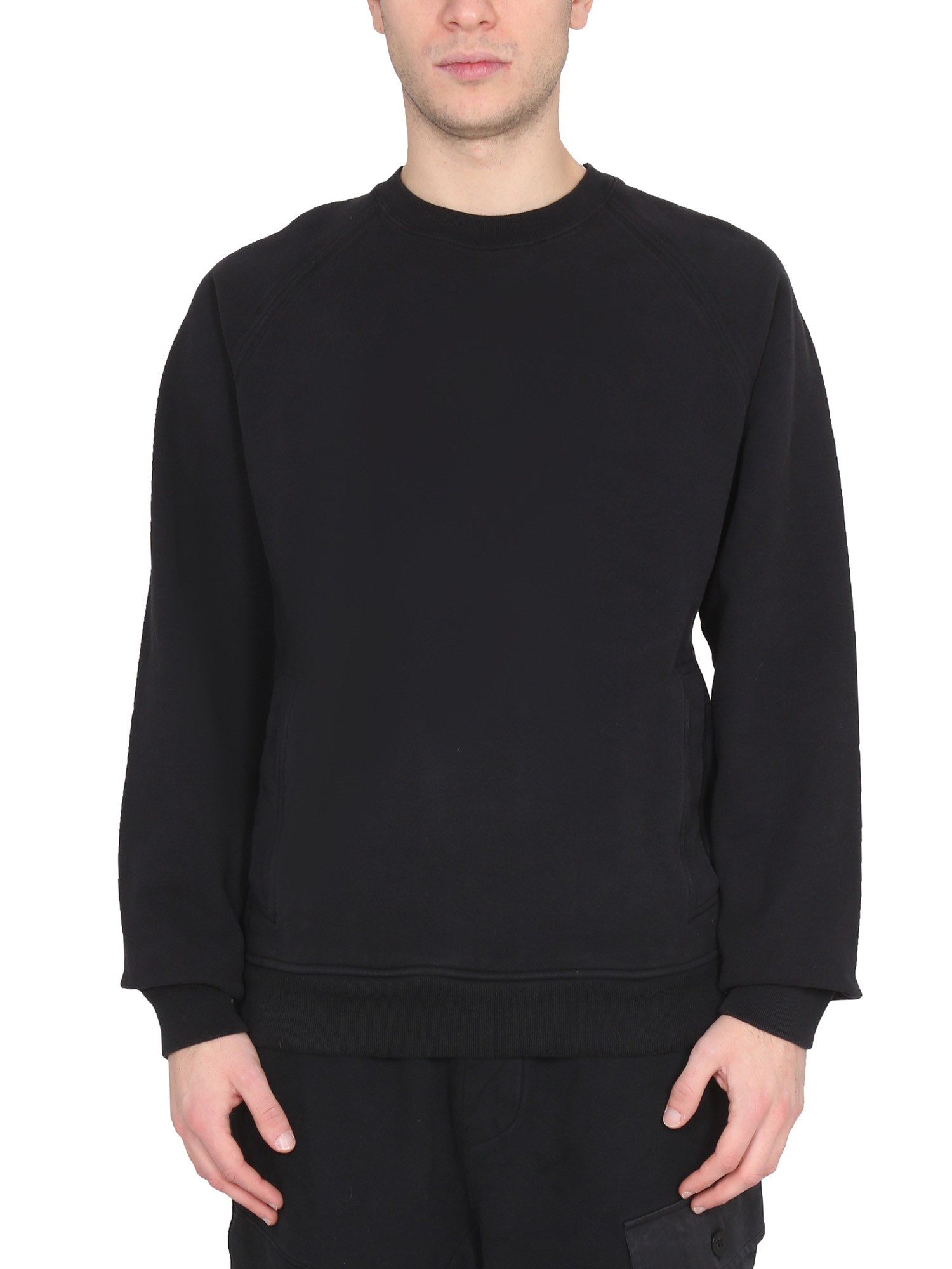Ten C Raglan Sleeve Crewneck Sweatshirt With Patch Detail In Black