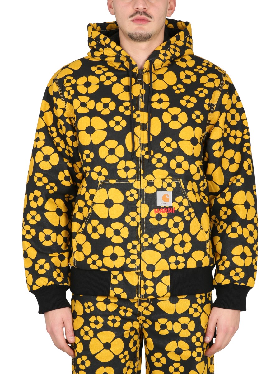 MARNI X CARHARTT WIP - LONG SLEEVE HOODED FLORAL JACKET