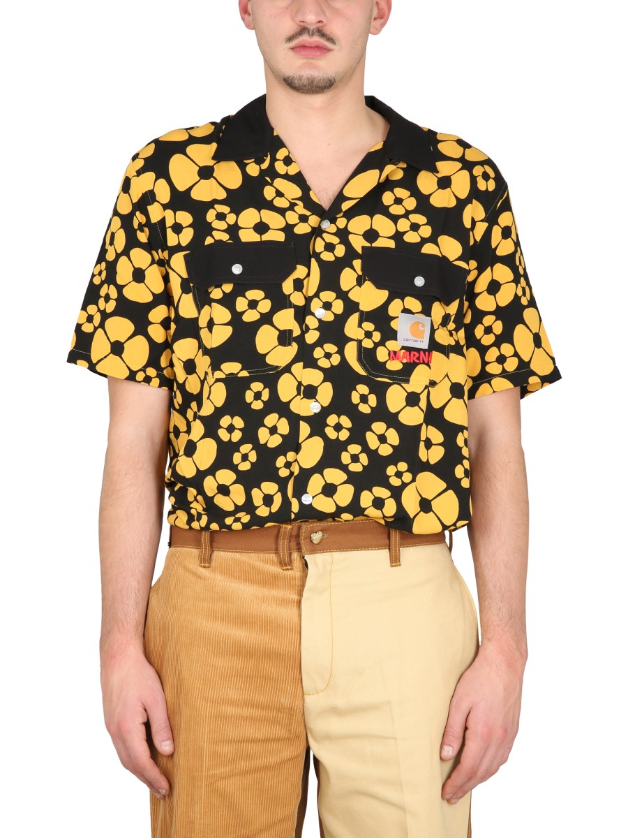 MARNI X CARHARTT WIP - YELLOW SHORT-SLEEVED FLORAL SHIRT