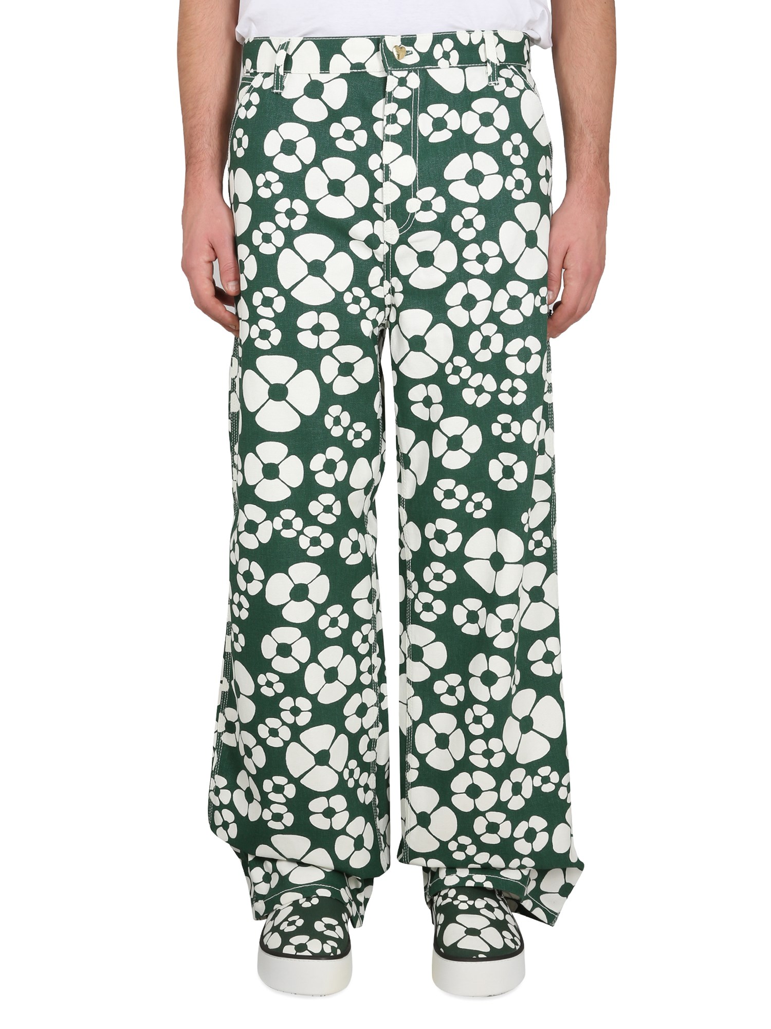 MARNI X CARHARTT WIP GREEN FLORAL PANTS