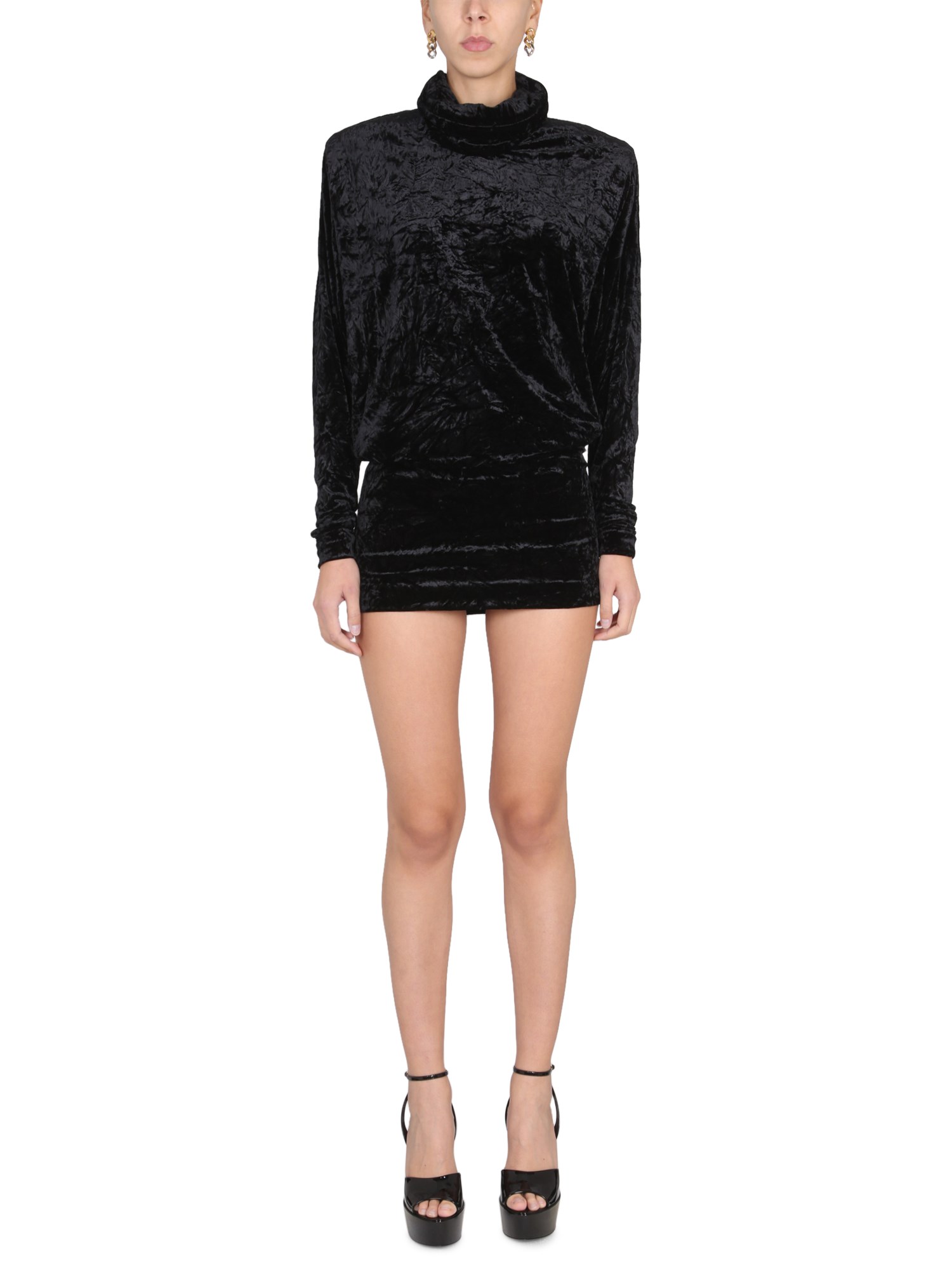 Saint Laurent Crushed Velour Blouse In Black