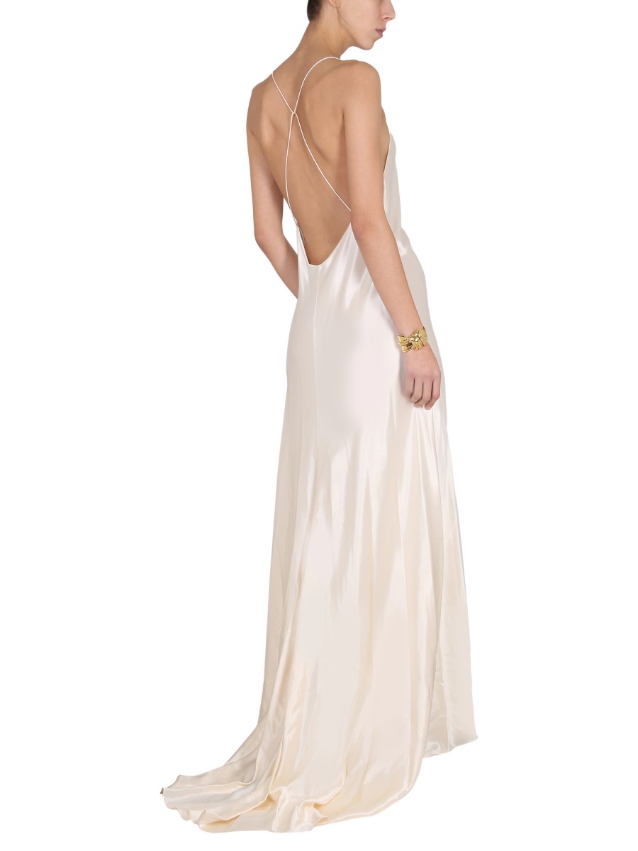 SAINT LAURENT★素敵！Silk Sleeveless Dress Saint Laurent Backless Silk Slip Dress | Neutrals | FARFETCH