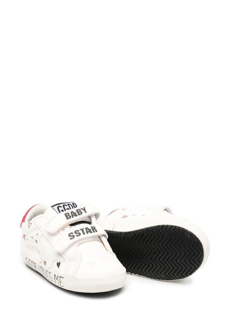 BABY SCHOOL NAPPA UPPER WITH HEARTS PRINT NAPPA STAR AND STRIPES LEATHER HEEL SIGNATURE FOXING