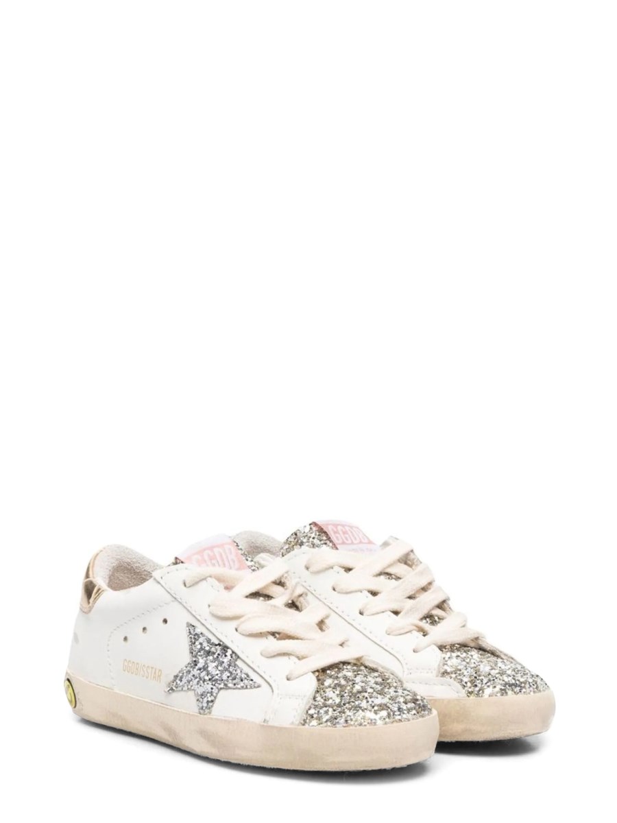 GOLDEN GOOSE SUPER-STAR GLITTER UPPER SUEDE STAR AND HEEL