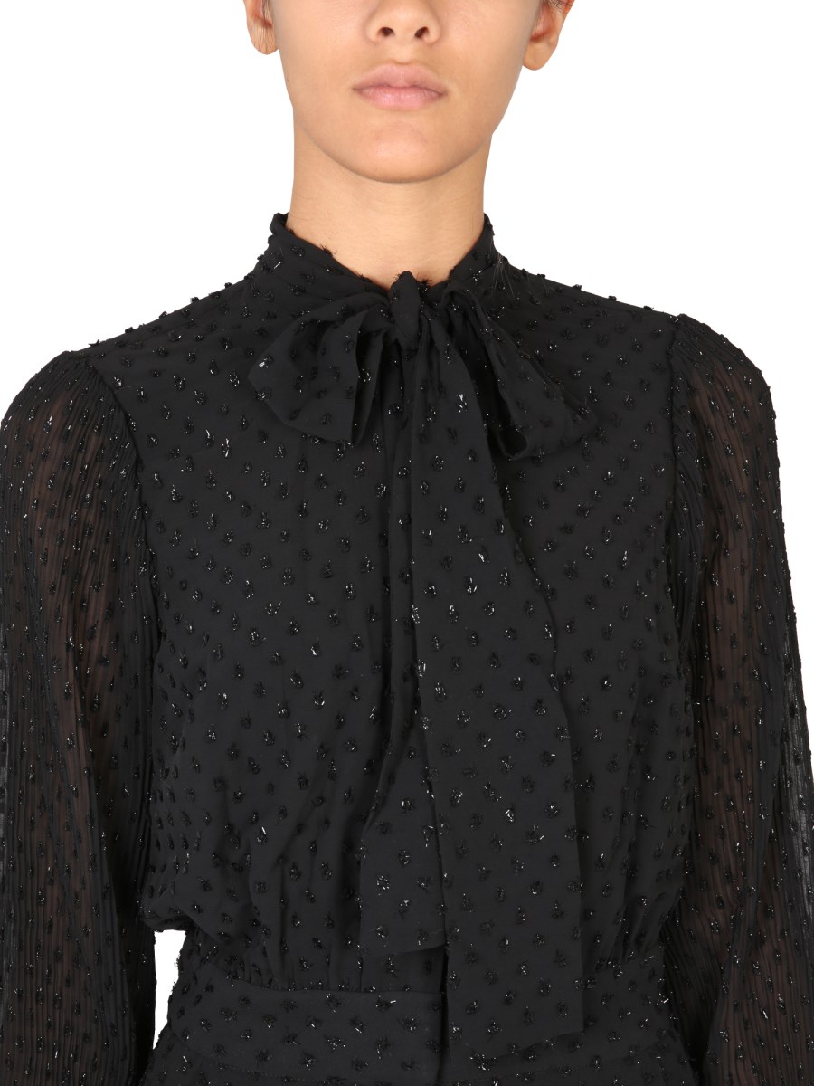 Michael Kors Lace Shoulder Silk Blouse Black