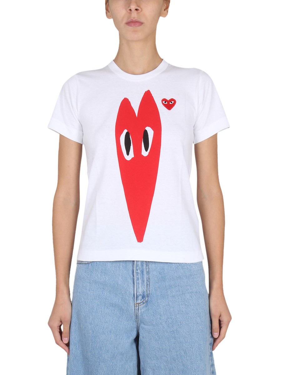 COMME DES GARCONS PLAY T-SHIRT CON STAMPA LOGO