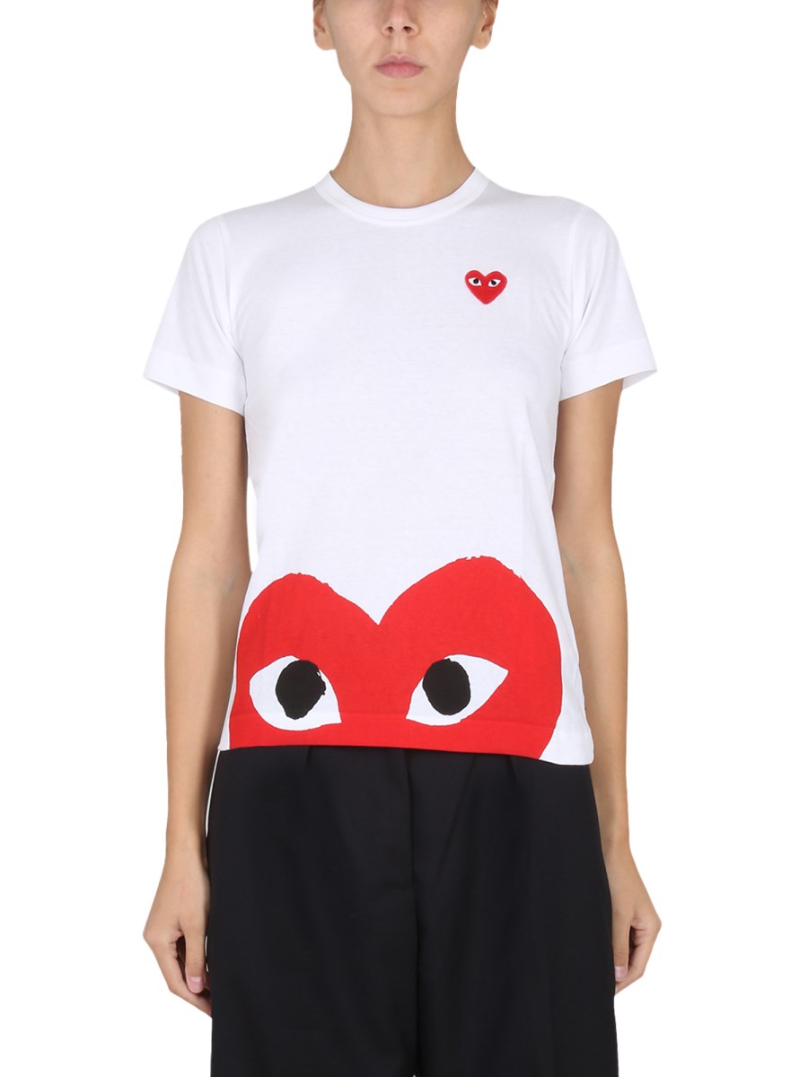 COMME DES GARCONS PLAY COTTON JERSEY T SHIRT WITH LOGO PRINT Eleonora Bonucci