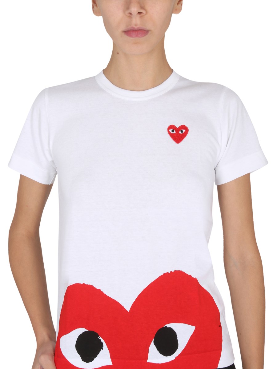 COMME DES GARCONS PLAY COTTON JERSEY T SHIRT WITH LOGO PRINT Eleonora Bonucci