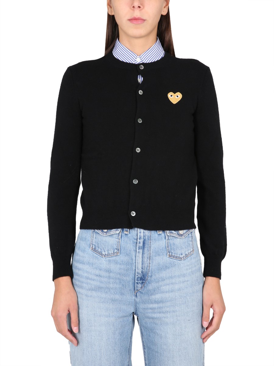 COMME DES GARCONS PLAY - WOOL CARDIGAN WITH LOGO - Eleonora Bonucci