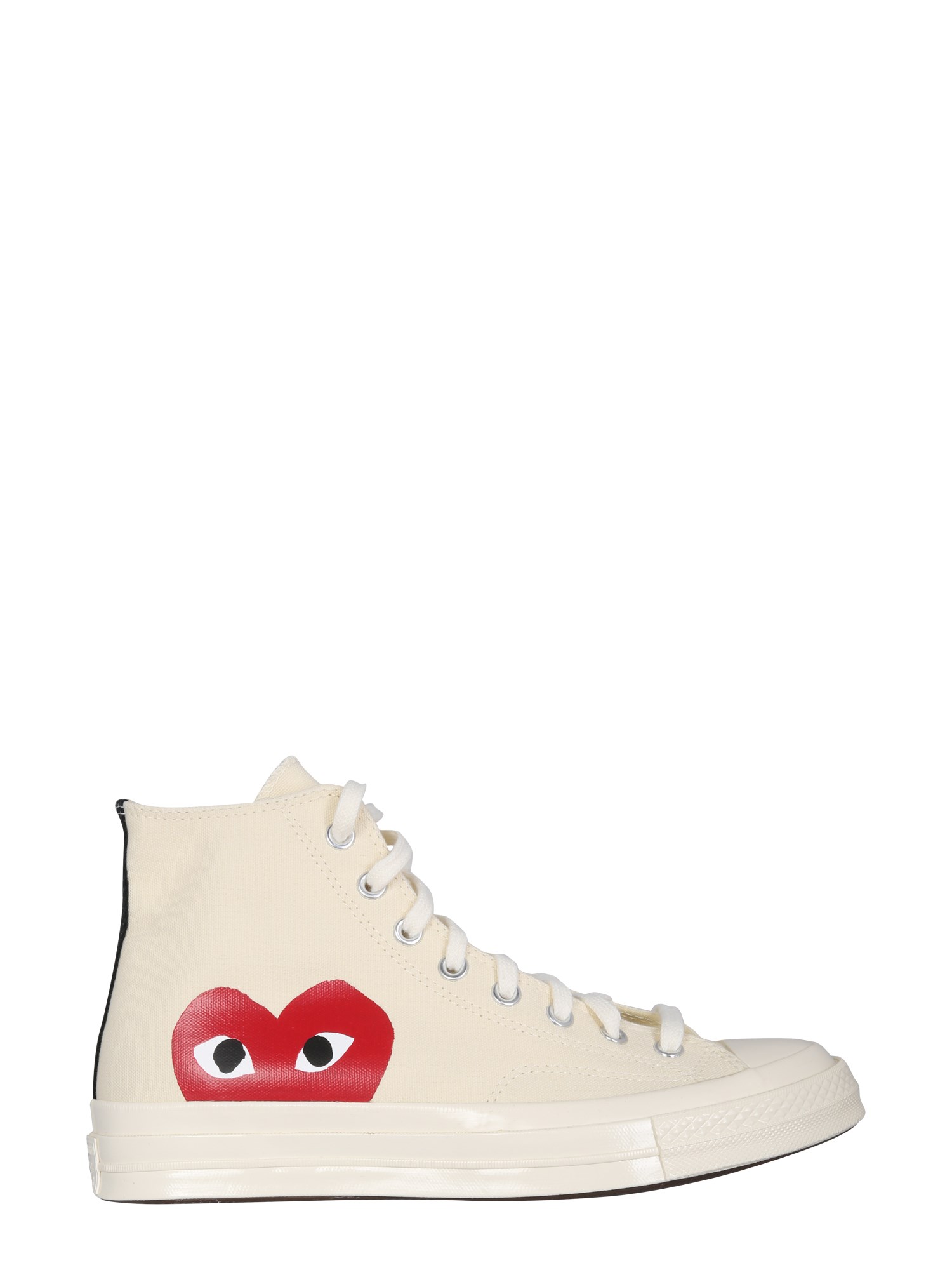 Comme Des Garcons Play Converse Canvas High Top Trainers In White