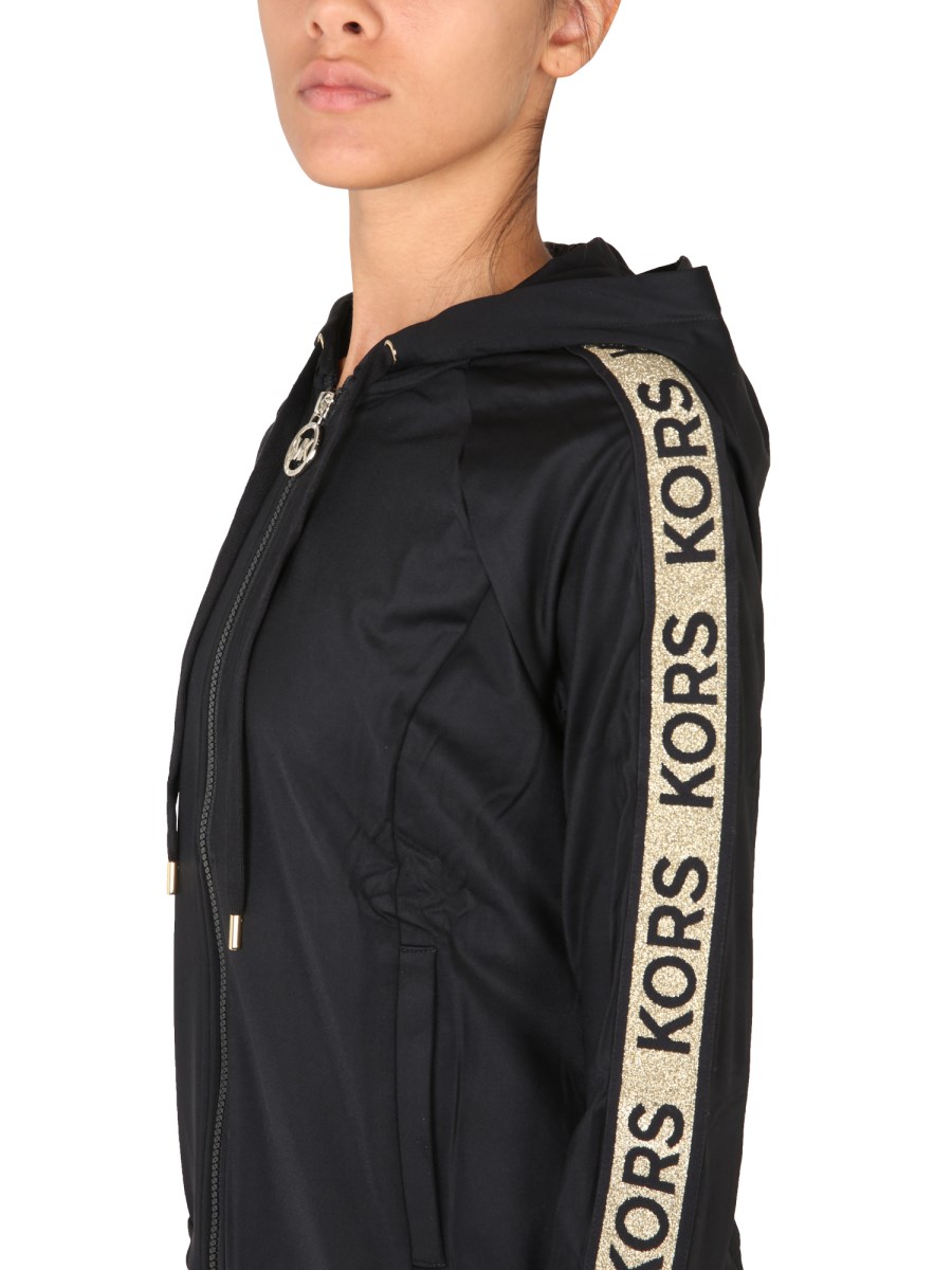 MICHAEL BY MICHAEL KORS - STRETCH NYLON HOODIE WITH LOGO BAND